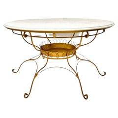 Italian Round Table with White Marble Top, 20th Century