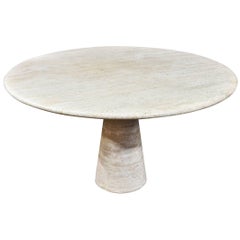 Italian Round Travertine Dining Table