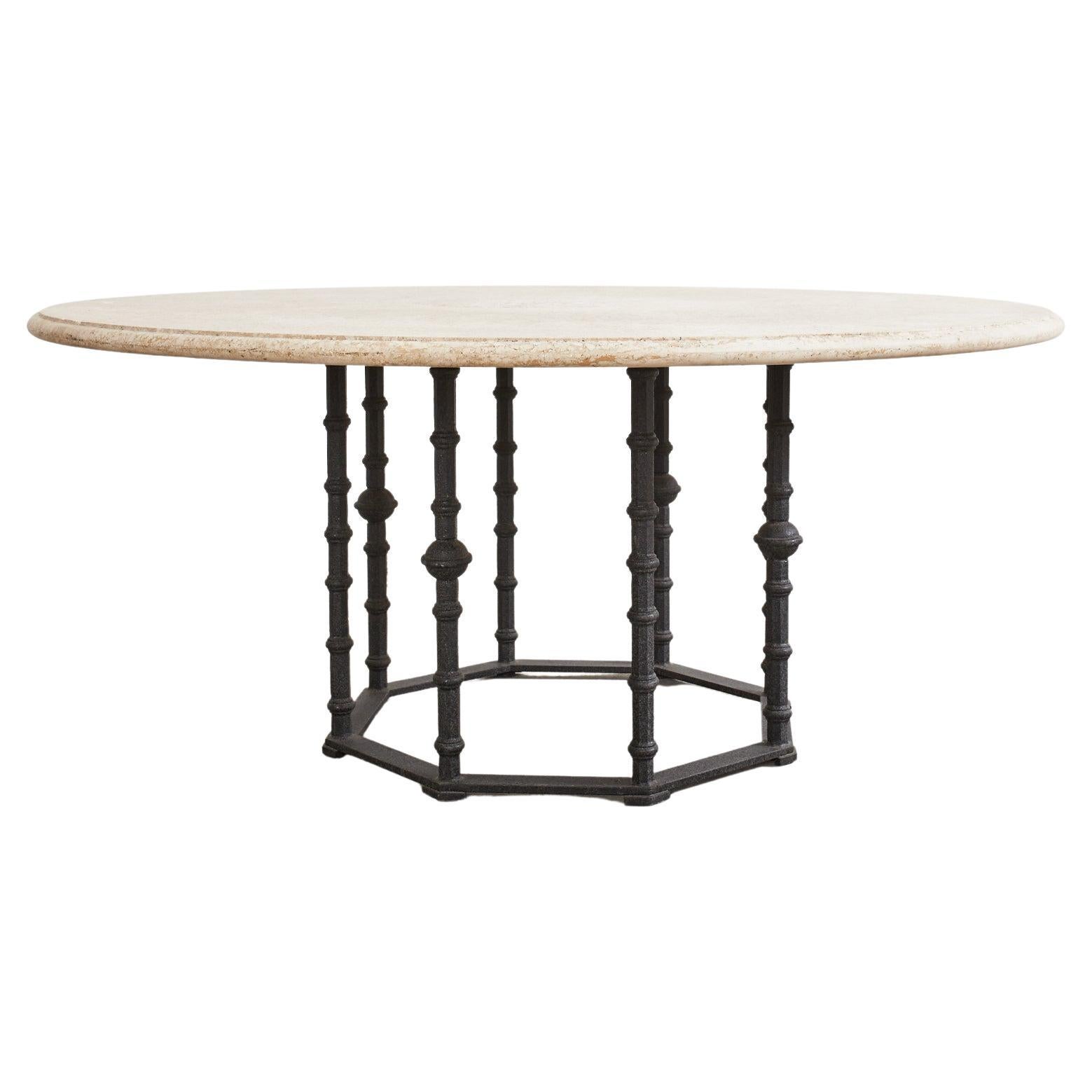 Italian Round Travertine Garden Dining or Center Table