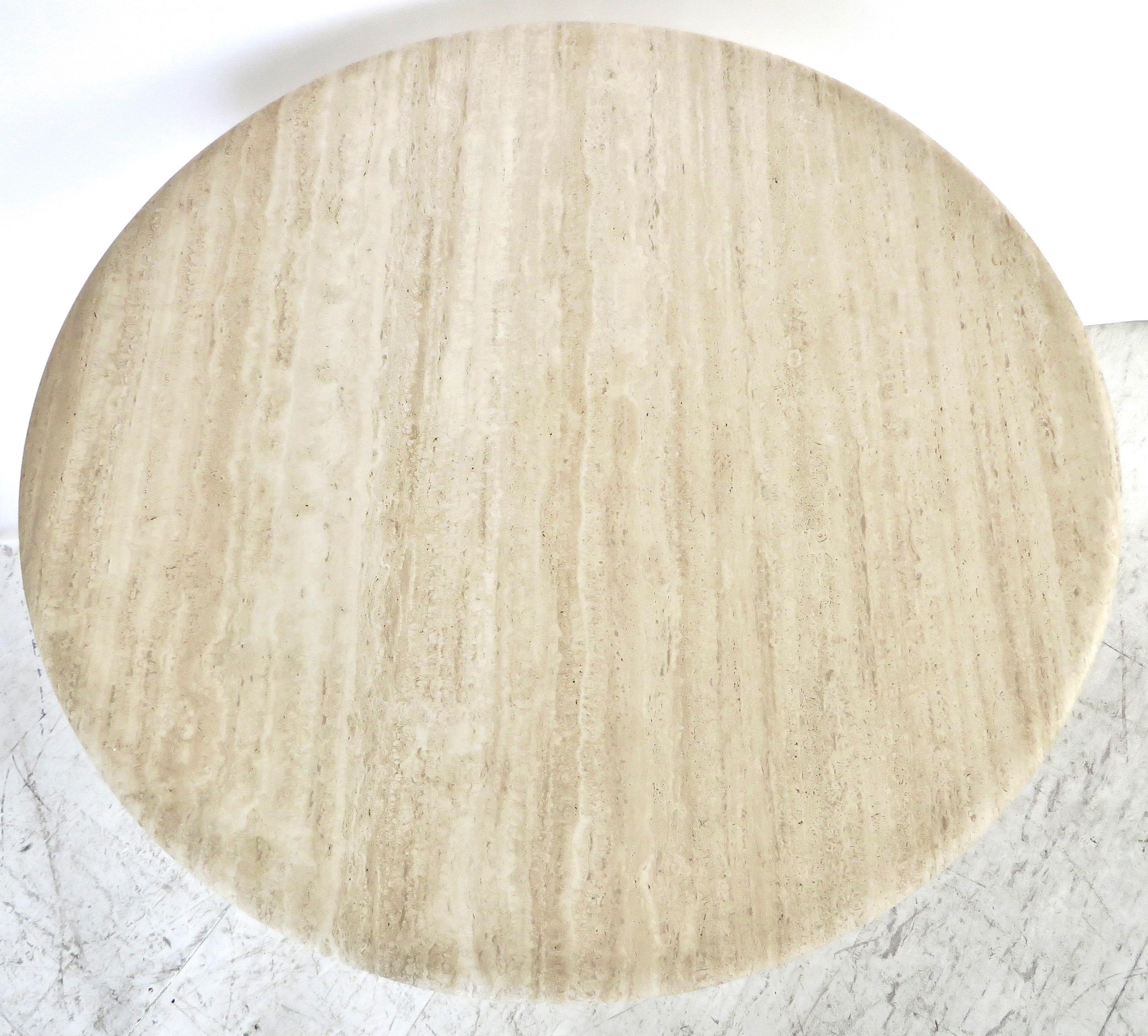 Travertine Marble Dining Table Italian Round with Sculptural Architectural Base 5