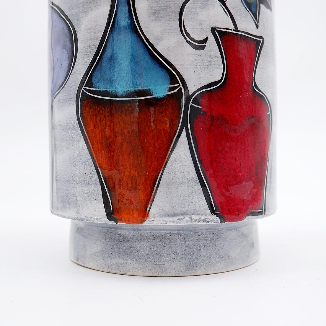 Vaso rotondo italiano con bottiglia e motivi floreali - anni 50/60 in vendita 6