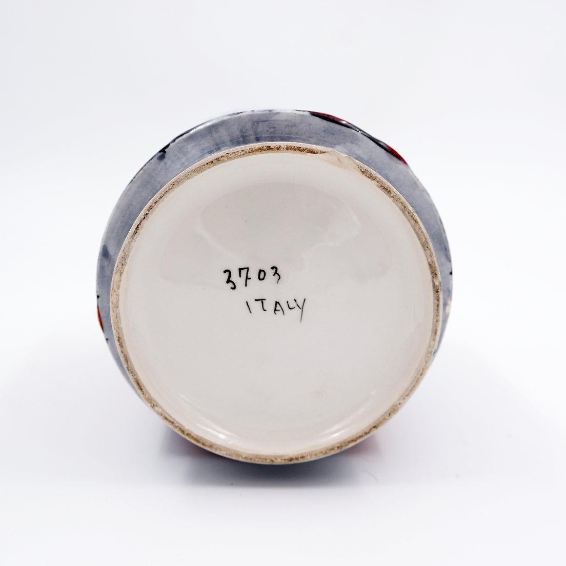 XX secolo Vaso rotondo italiano con bottiglia e motivi floreali - anni 50/60 in vendita