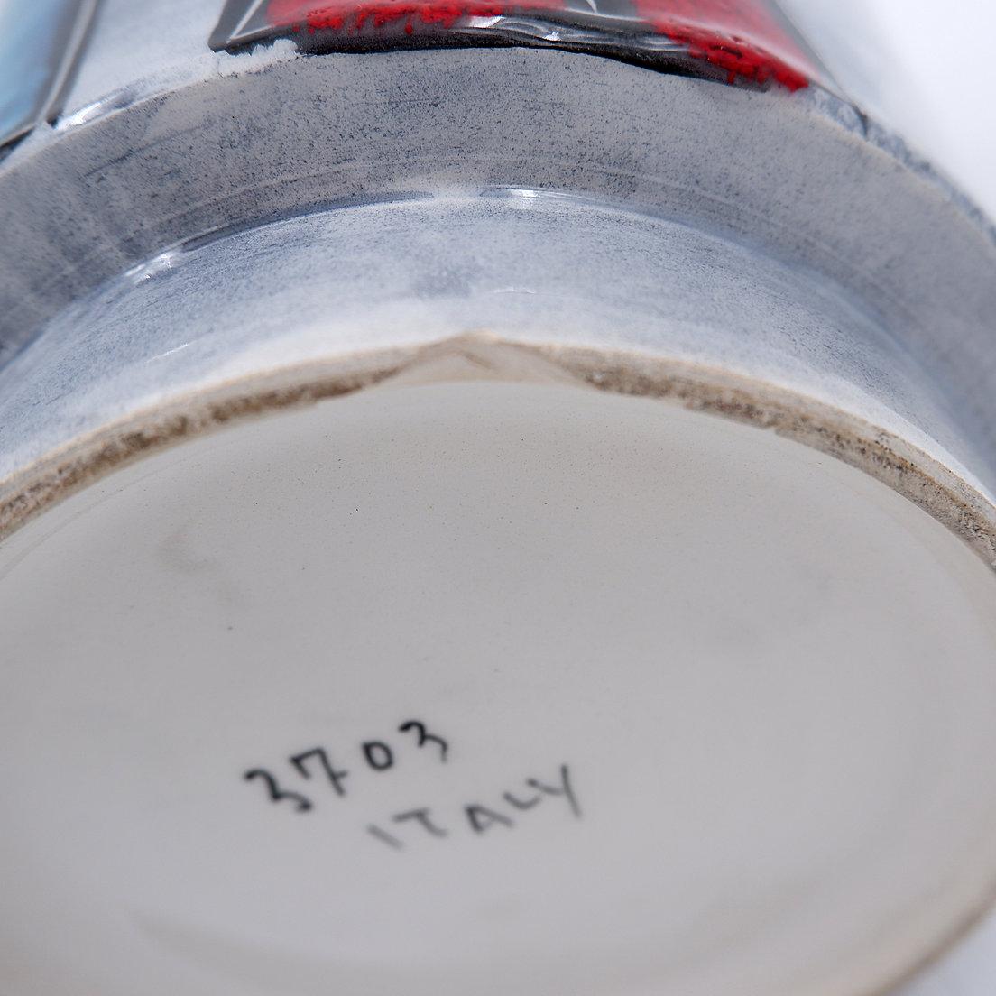 Vaso rotondo italiano con bottiglia e motivi floreali - anni 50/60 in vendita 2