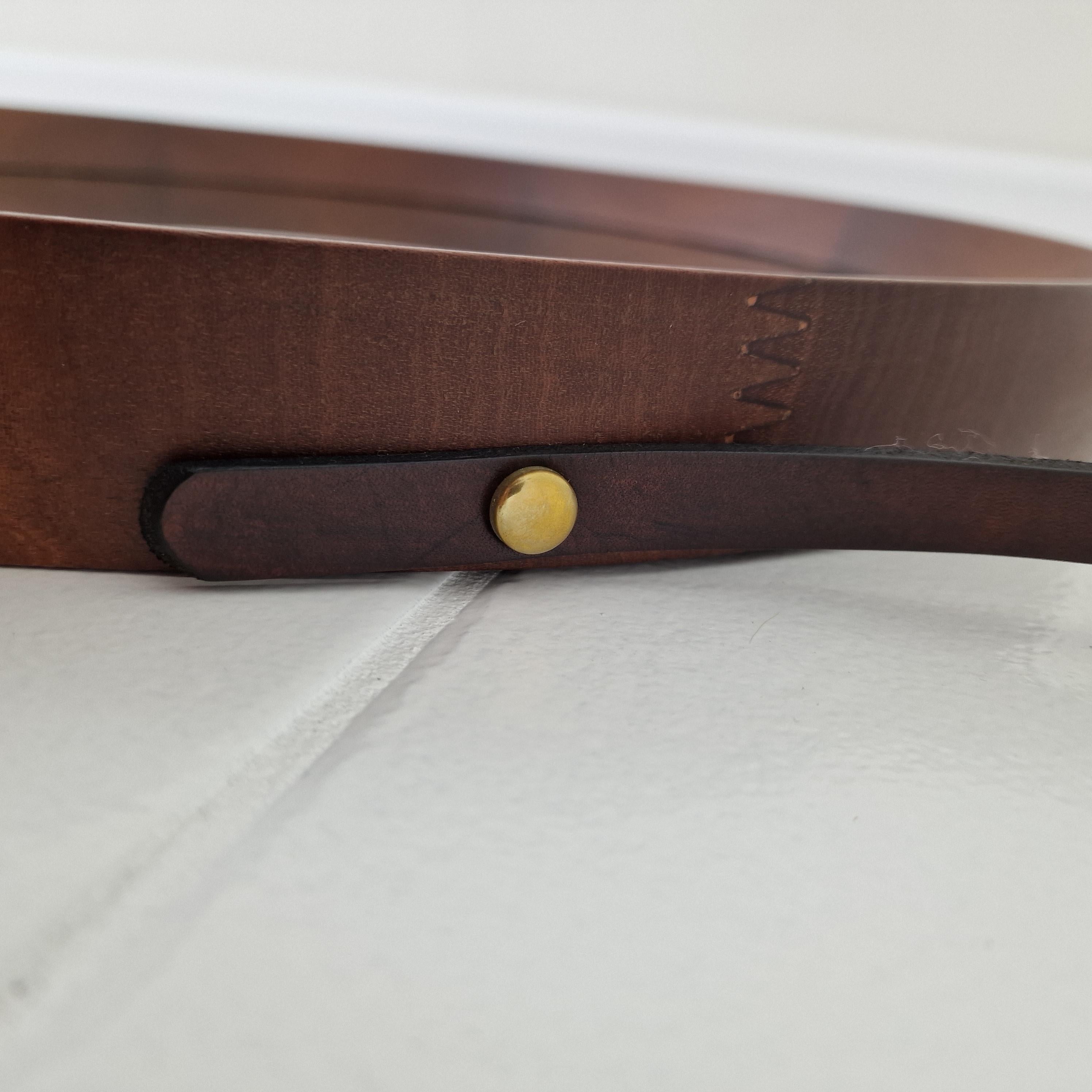 Italienischer runder Wandspiegel aus Teakholz, 1960er Jahre im Angebot 2