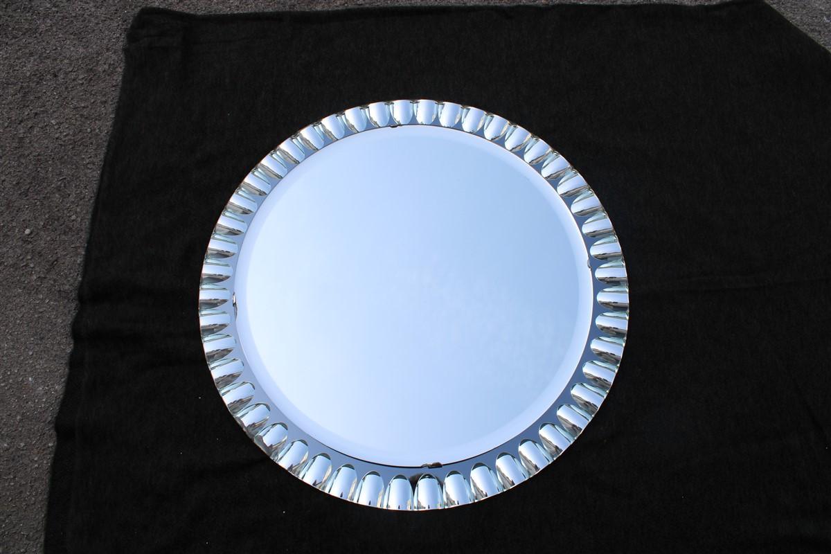 Italian Round Wall Mirror with Mirrored Border in 1970s For Sale 2