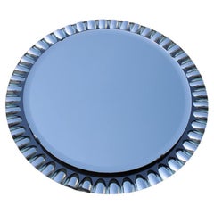 Vintage Italian Round Wall Mirror with Mirrored Border in 1970s
