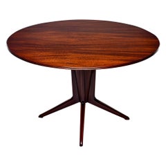 Italian Round Walnut Mid Century Table