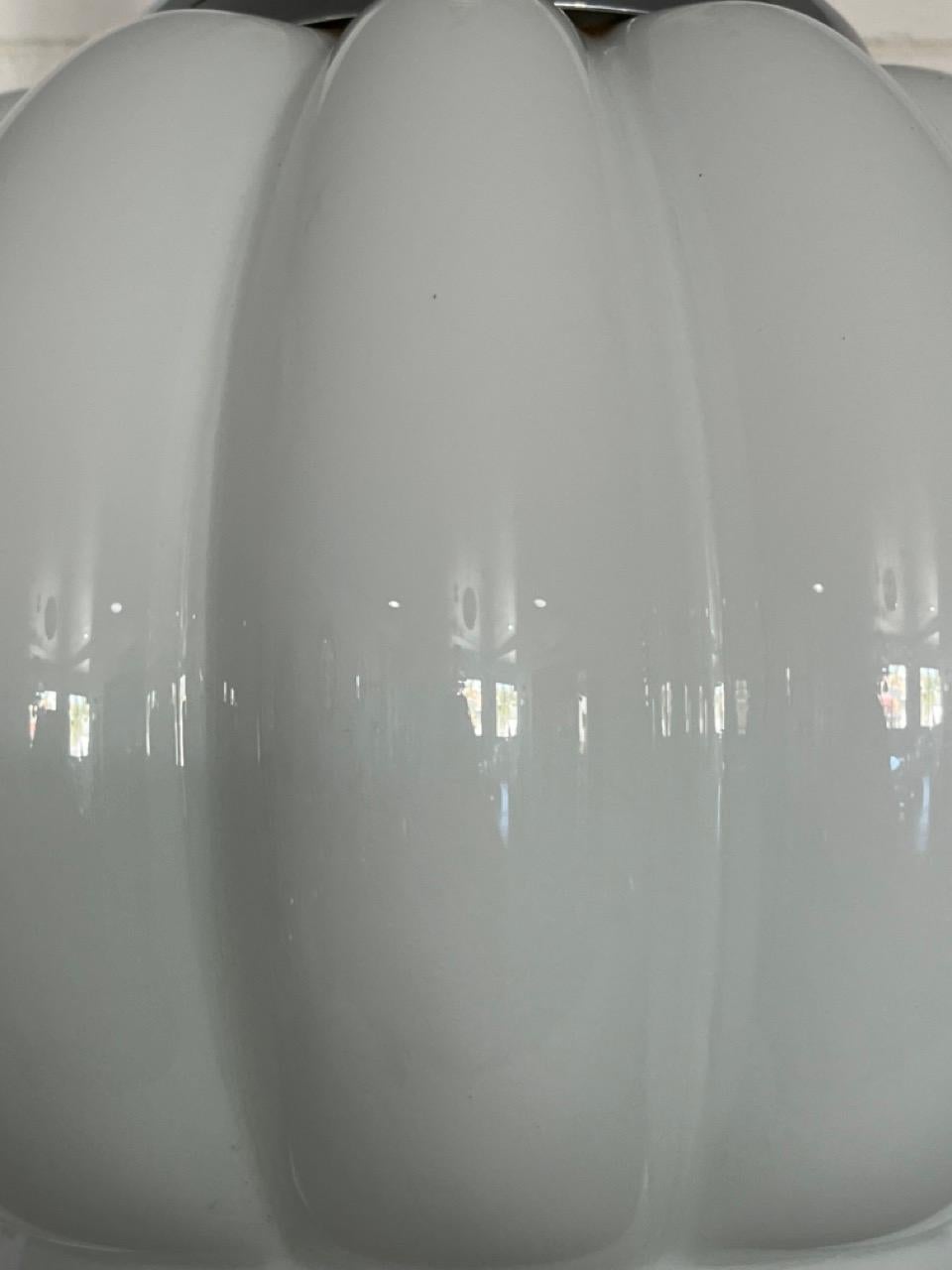 Italian Round White Glass Pendant Light  1960s For Sale 1