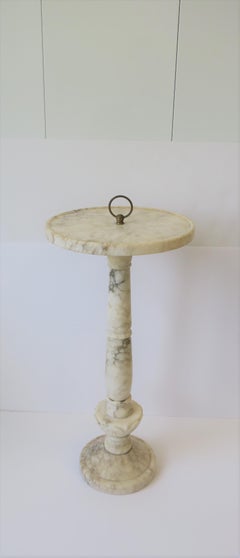 Italian White Marble Round Side or Drinks Table