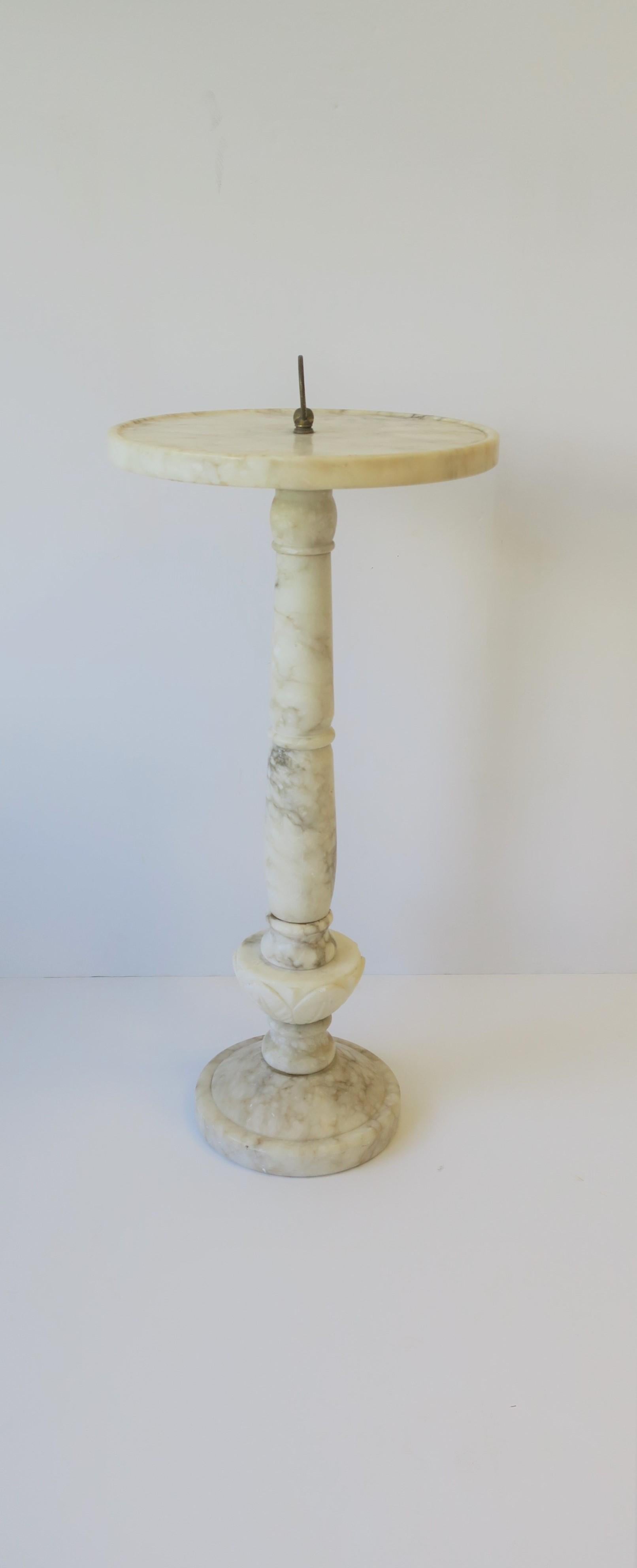 Hand-Carved Italian White Marble Round Side or Drinks Table
