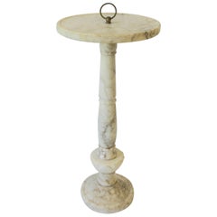 Italian White Marble Round Side or Drinks Table