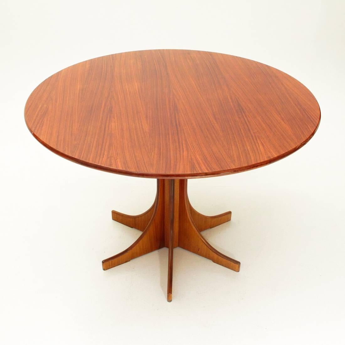 Mid-Century Modern Italian Round Wooden Dining Table, 1960s
