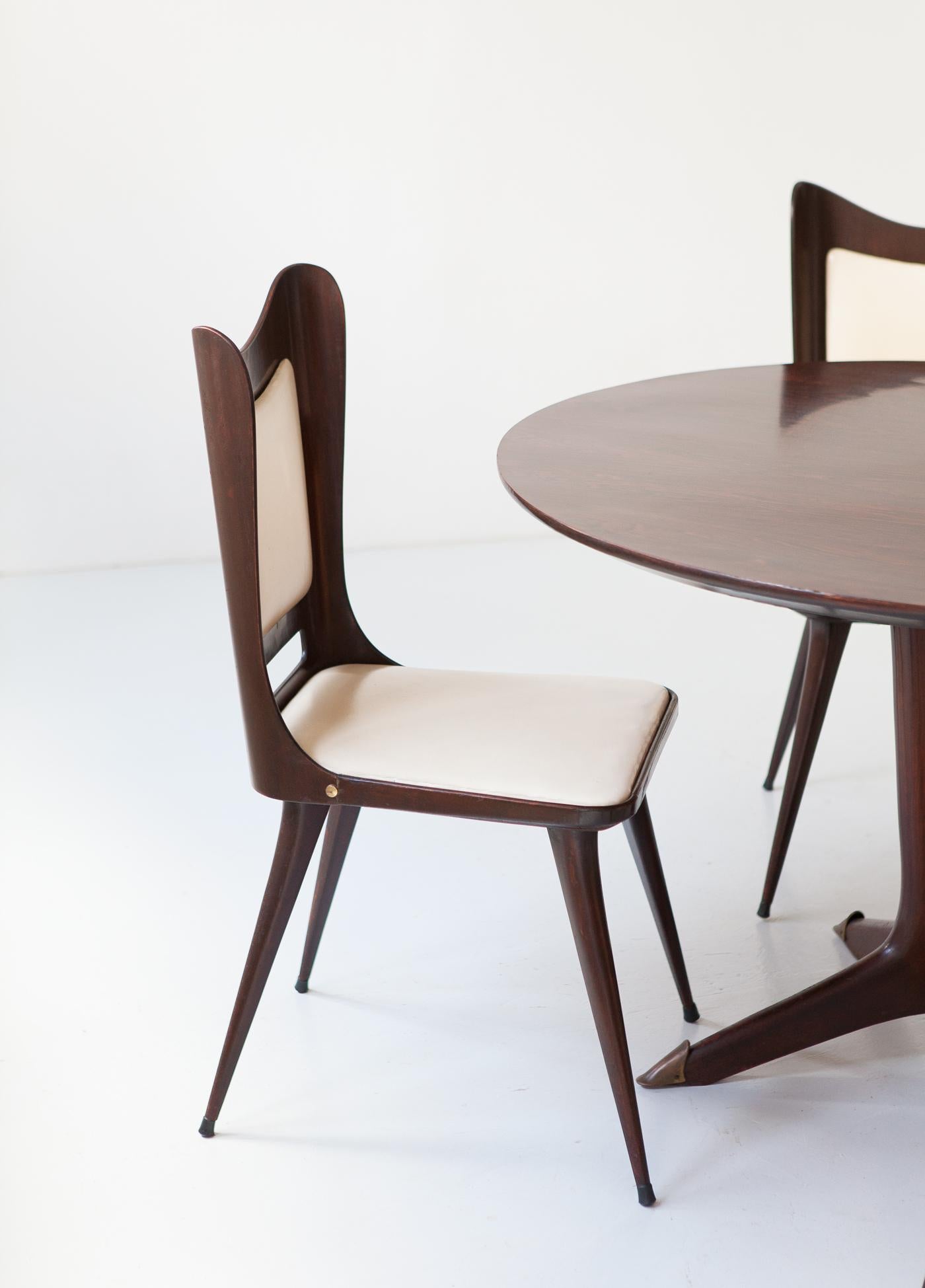 Italian Round Wooden Dining Table with 4 Chairs Set by Carlo Ratti 5