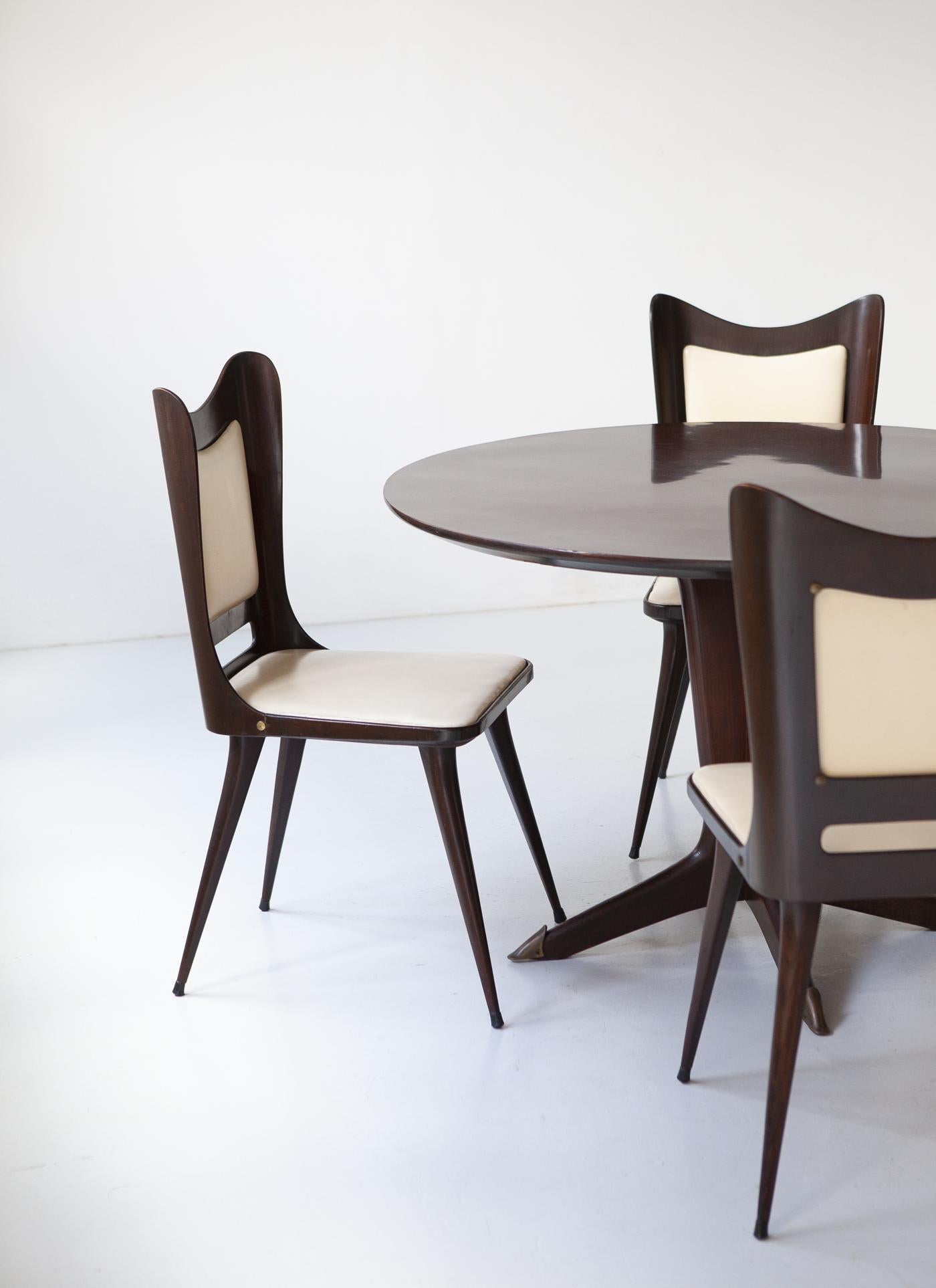 Italian Round Wooden Dining Table with 4 Chairs Set by Carlo Ratti 6