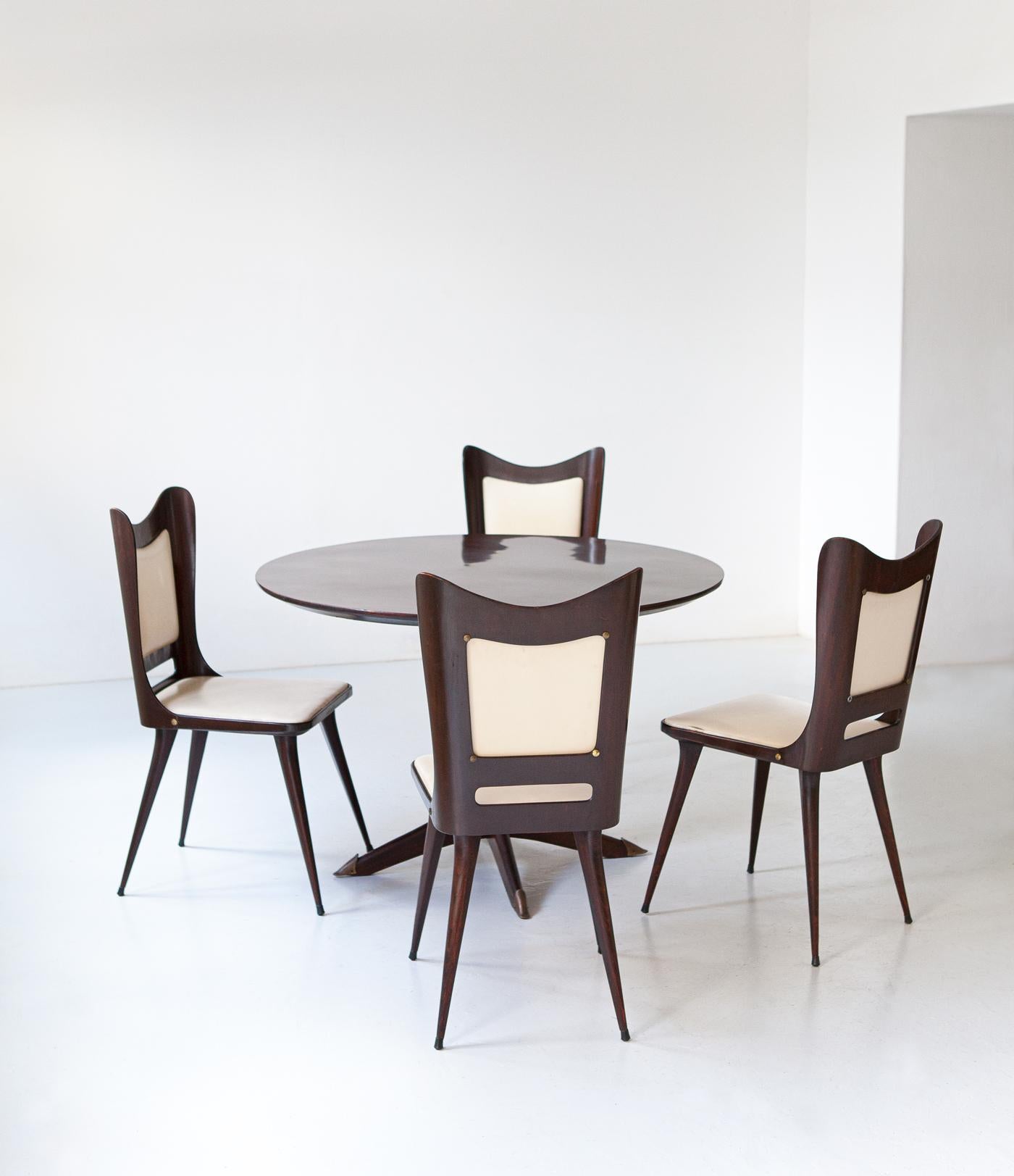 Italian Round Wooden Dining Table with 4 Chairs Set by Carlo Ratti 7