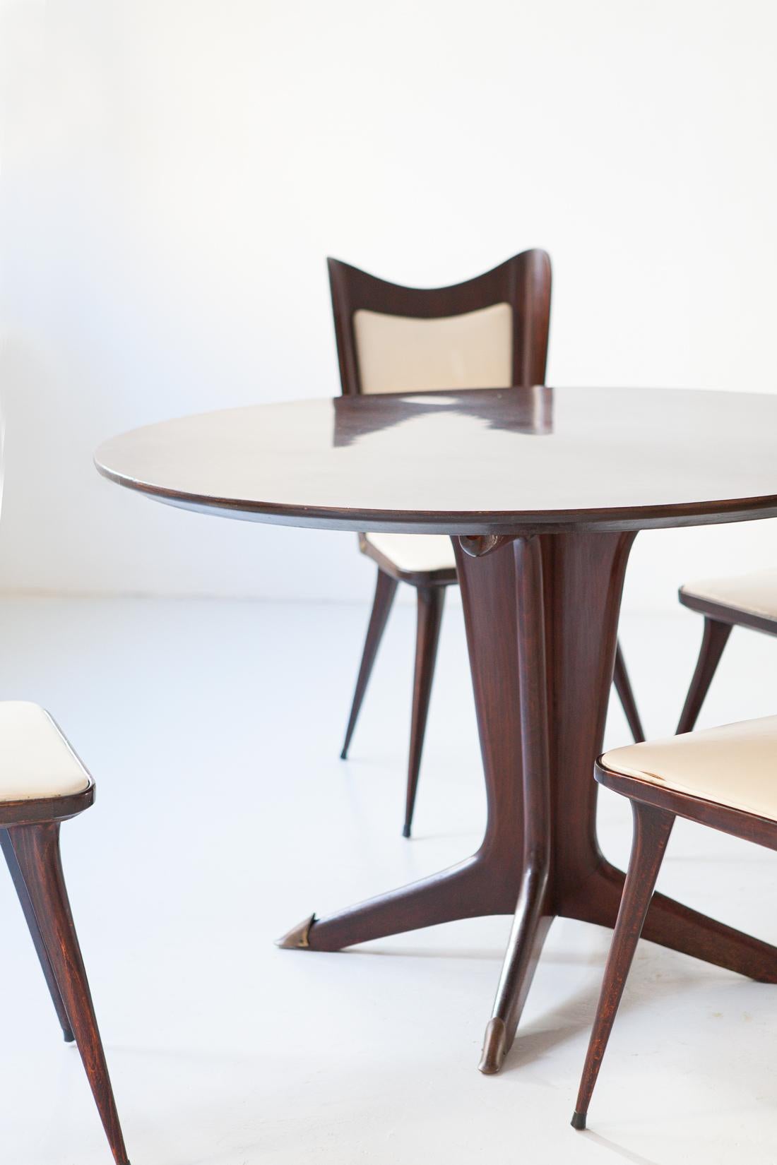 Italian Round Wooden Dining Table with 4 Chairs Set by Carlo Ratti 1