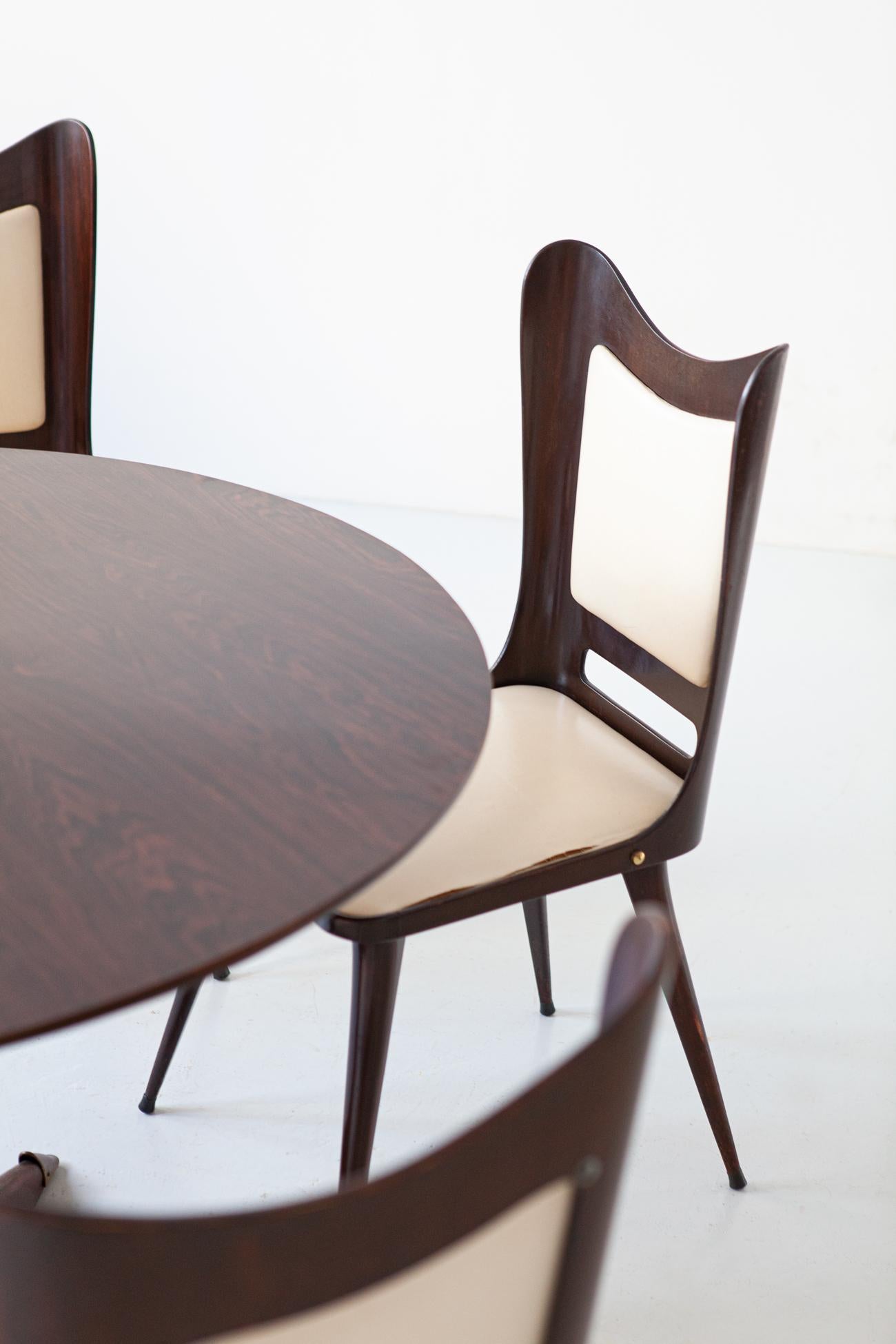 Italian Round Wooden Dining Table with 4 Chairs Set by Carlo Ratti 2