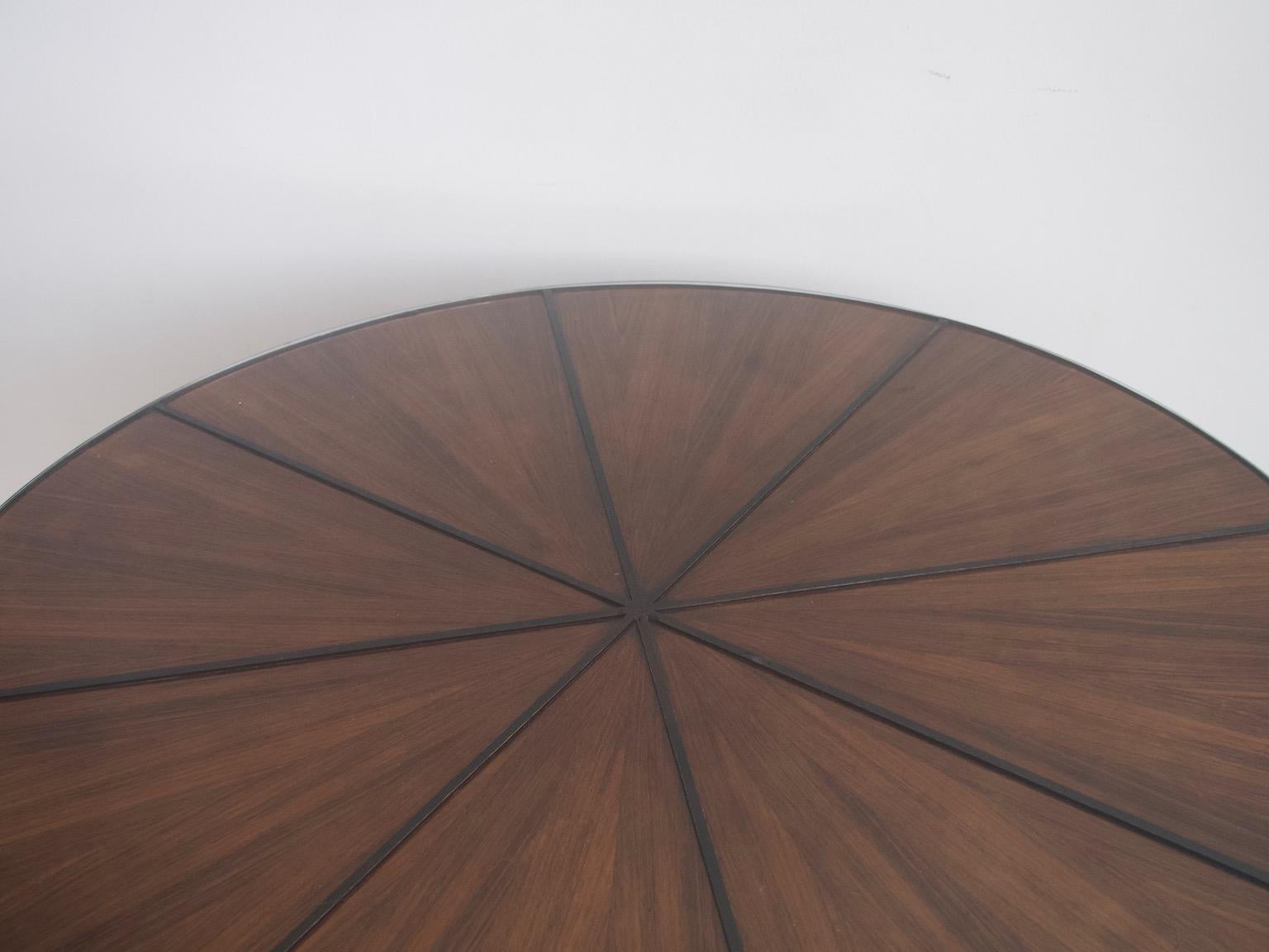 20th Century Italian Round Wooden Dining Table with Glass Top