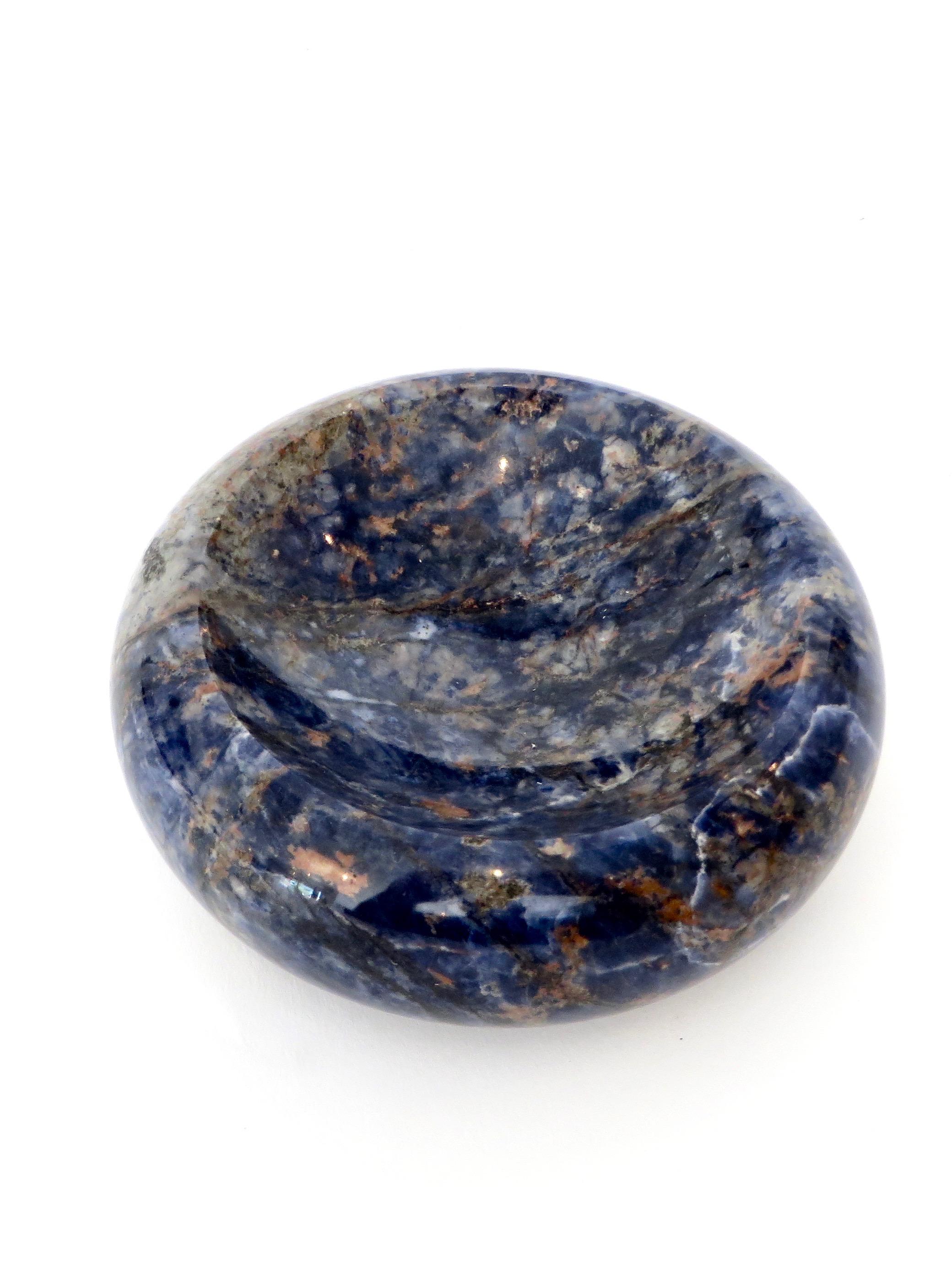 Mid-Century Modern Italian Rounded Edge Bowl in Italian Blue Marble