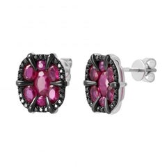 Italian Ruby Black Diamond White Gold Ring for Her