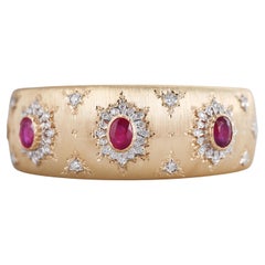 Bracciale classico italiano in oro con diamanti e rubini
