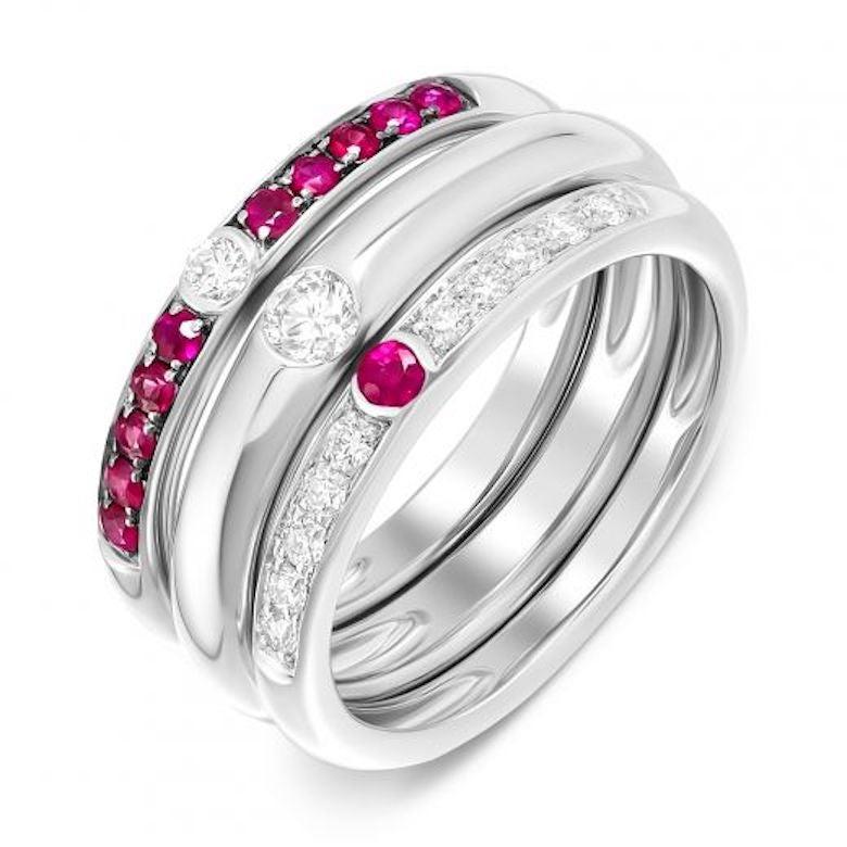 Im Angebot: Italienischer Rubin-Diamant-Weißgold-Ring für Sie () 3