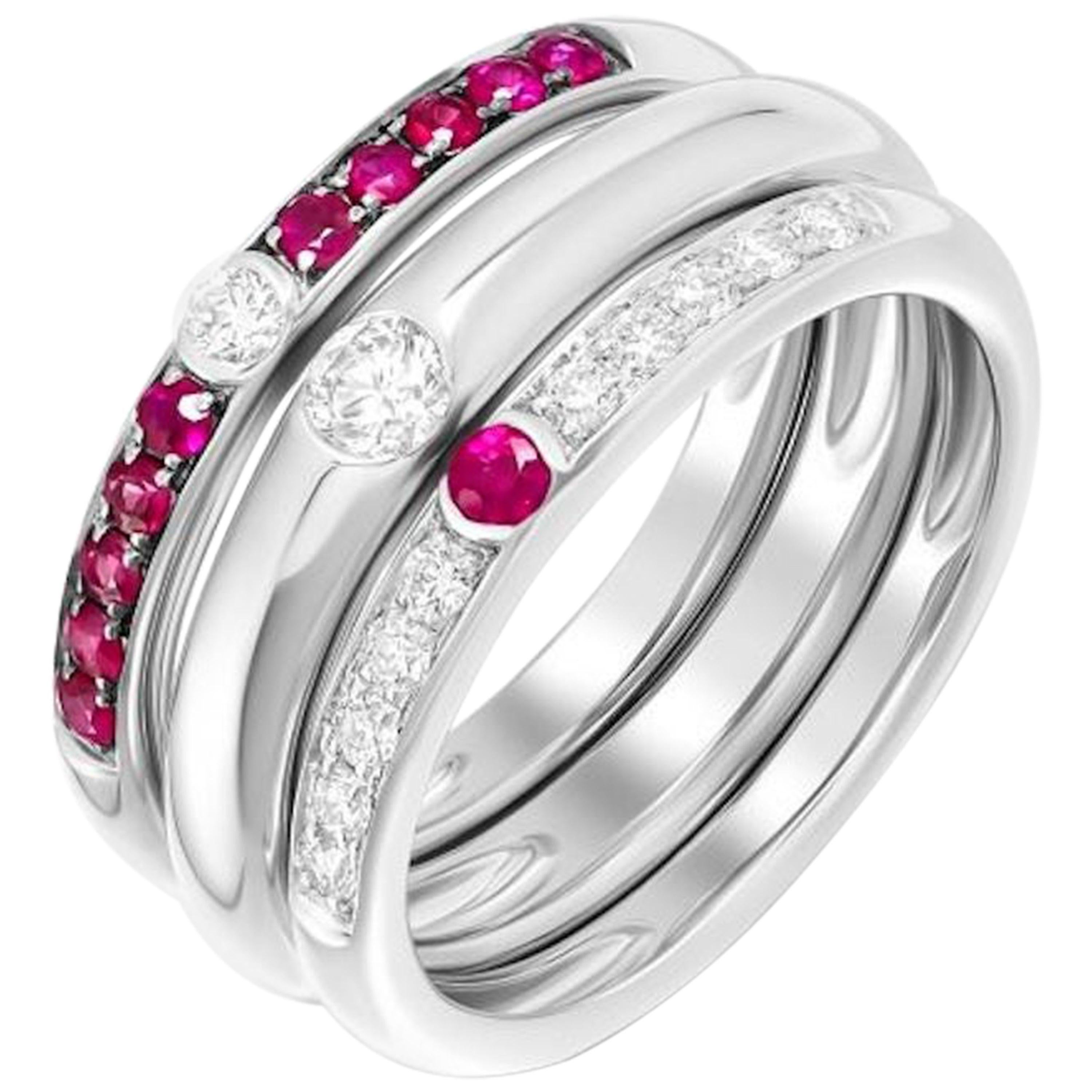 For Sale:  Italian Ruby Diamond White Gold Ring for Her
