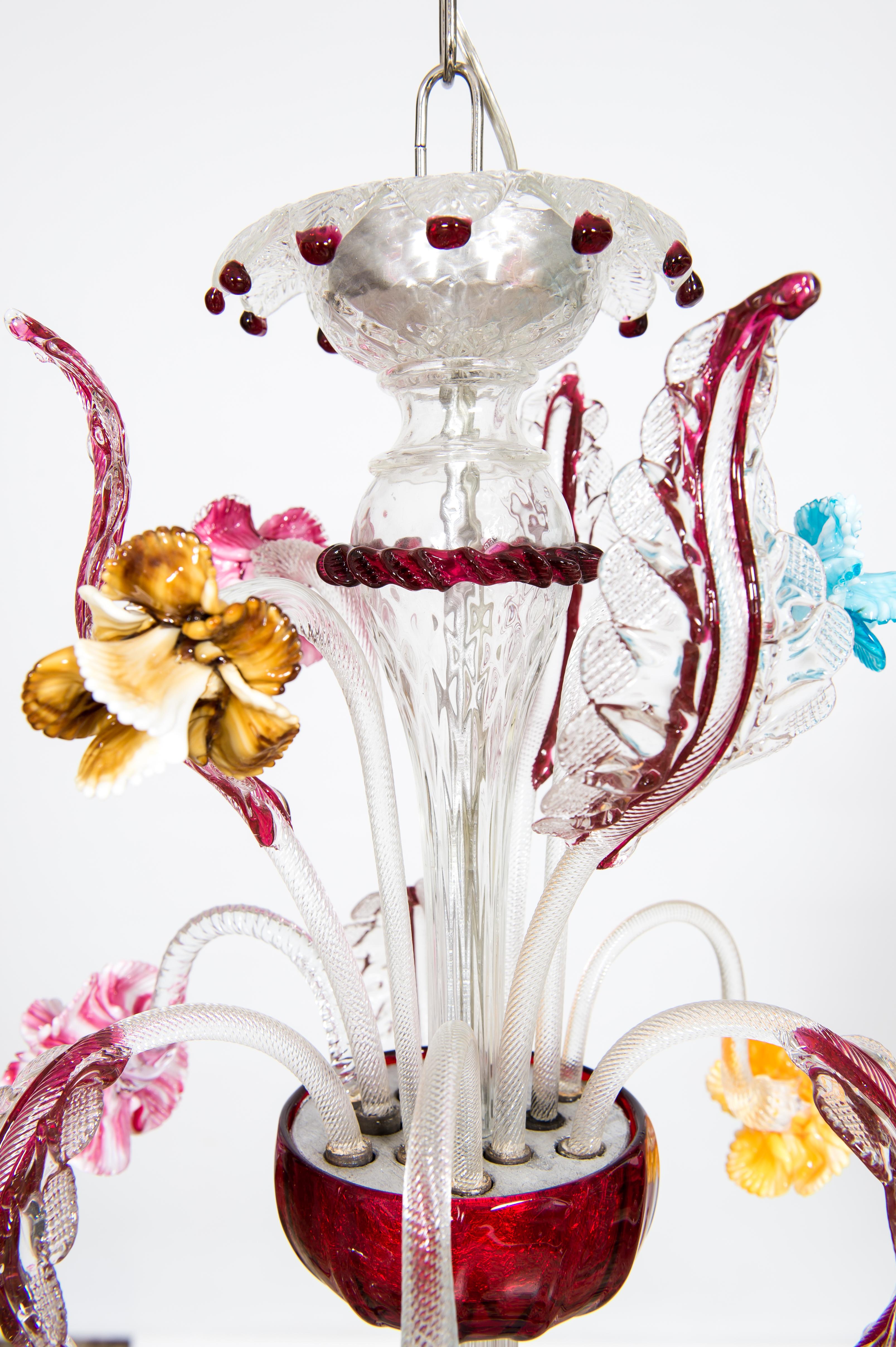 Italian Ruby Red Glass Paste Chandelier in Murano, 1990s Giovanni Dalla Fina 9