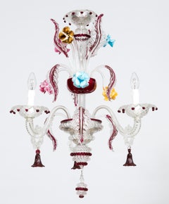 Italian Ruby Red Glass Paste Chandelier in Murano, 1990s Giovanni Dalla Fina