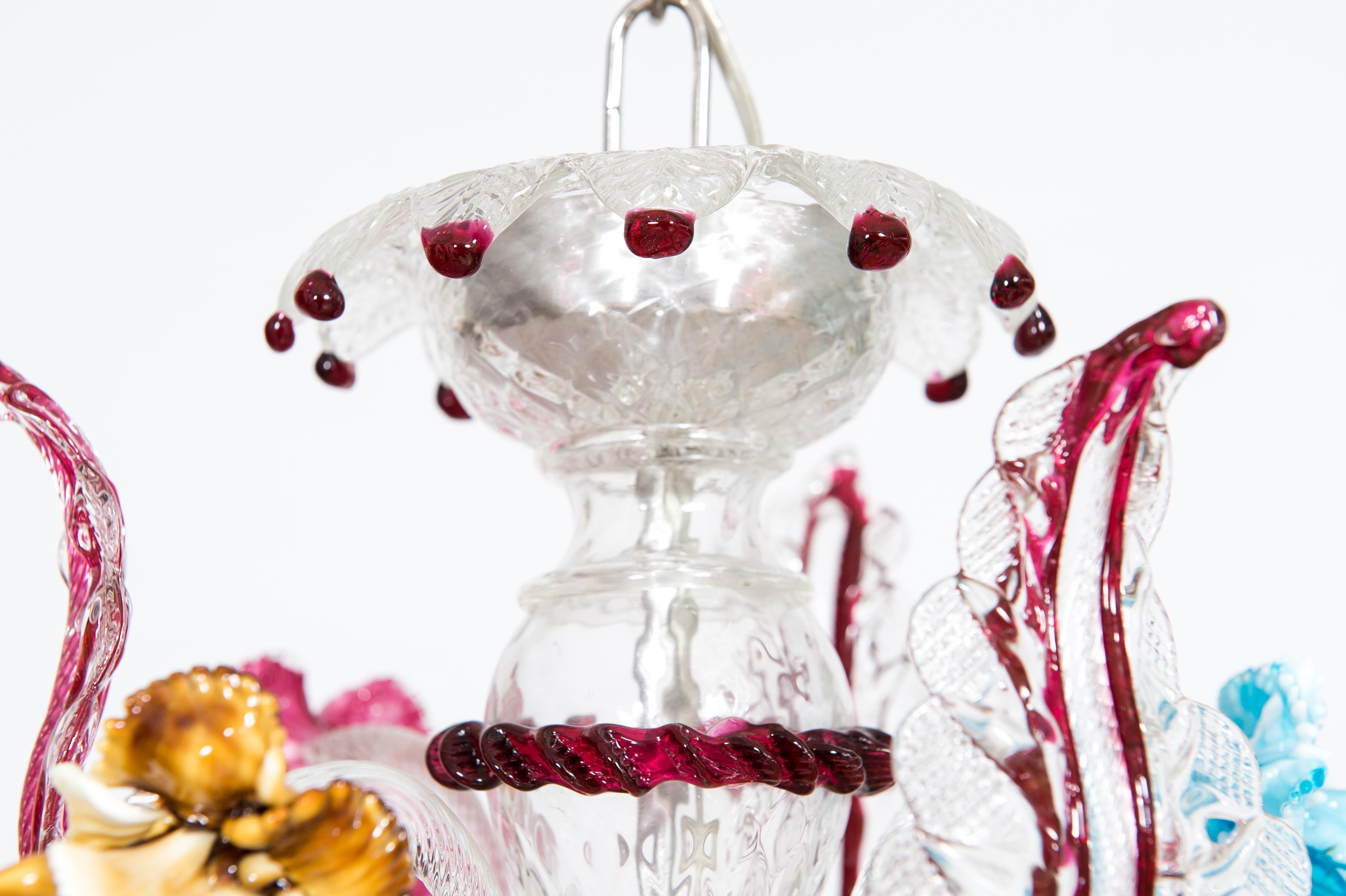 Modern Italian Ruby Red Glass Paste Chandelier in Murano, 1990s Giovanni Dalla Fina