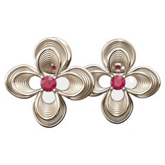 Italian Ruby Stud Earrings in 14k Gold by Oltremare Gioielli
