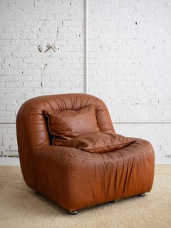 Italian Ruched Leather Chair in the Style of De Pas, D'Urbino, Lomazzi