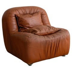 Italian Ruched Leather Chair in the Style of De Pas, D'Urbino, Lomazzi