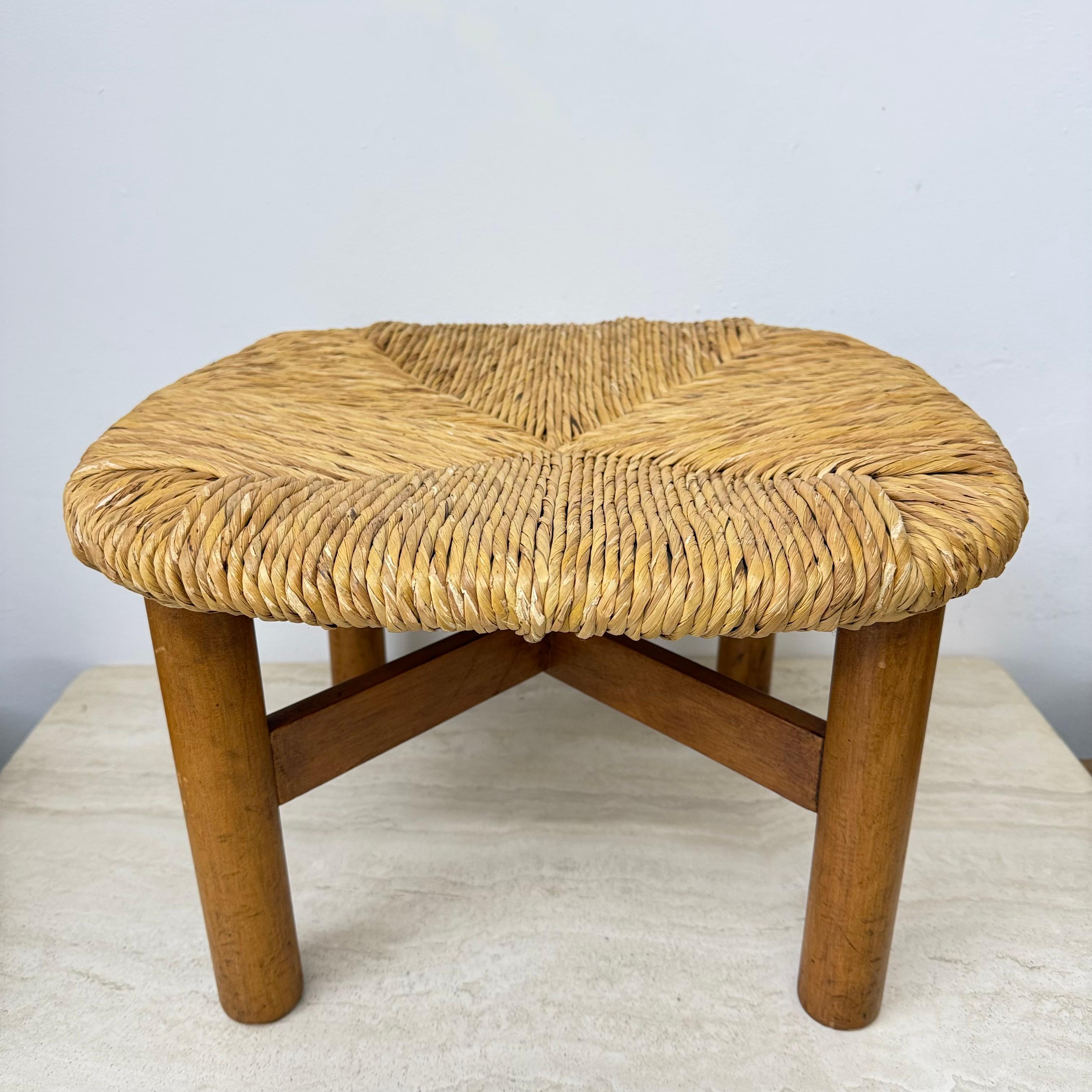 Bois Tabouret italien en jonc de Lorenzo Forges Davanzati, années 1960 en vente