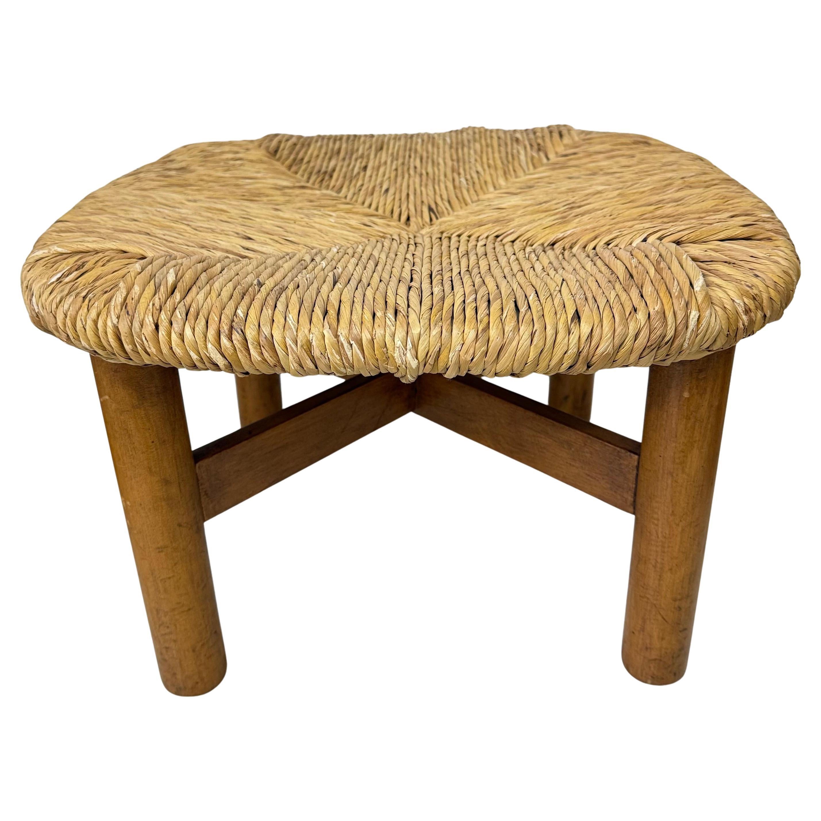 Tabouret italien en jonc de Lorenzo Forges Davanzati, années 1960 en vente