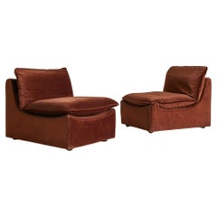 Italian Rust Corduroy Sling Lounge Chair, 1970s - 2 Available