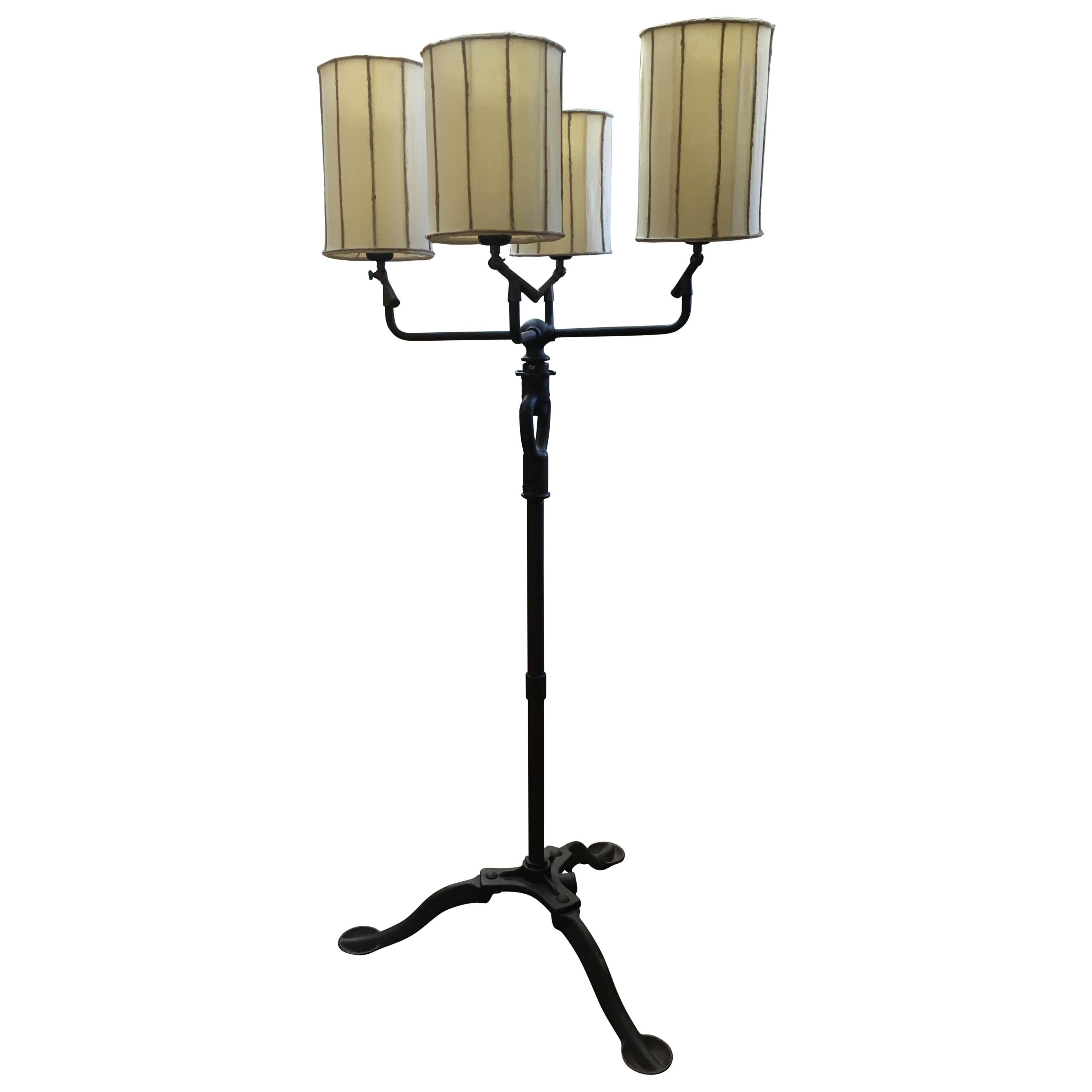 Italian Rust Iron Floor Lamp with Four Lights from 1950s