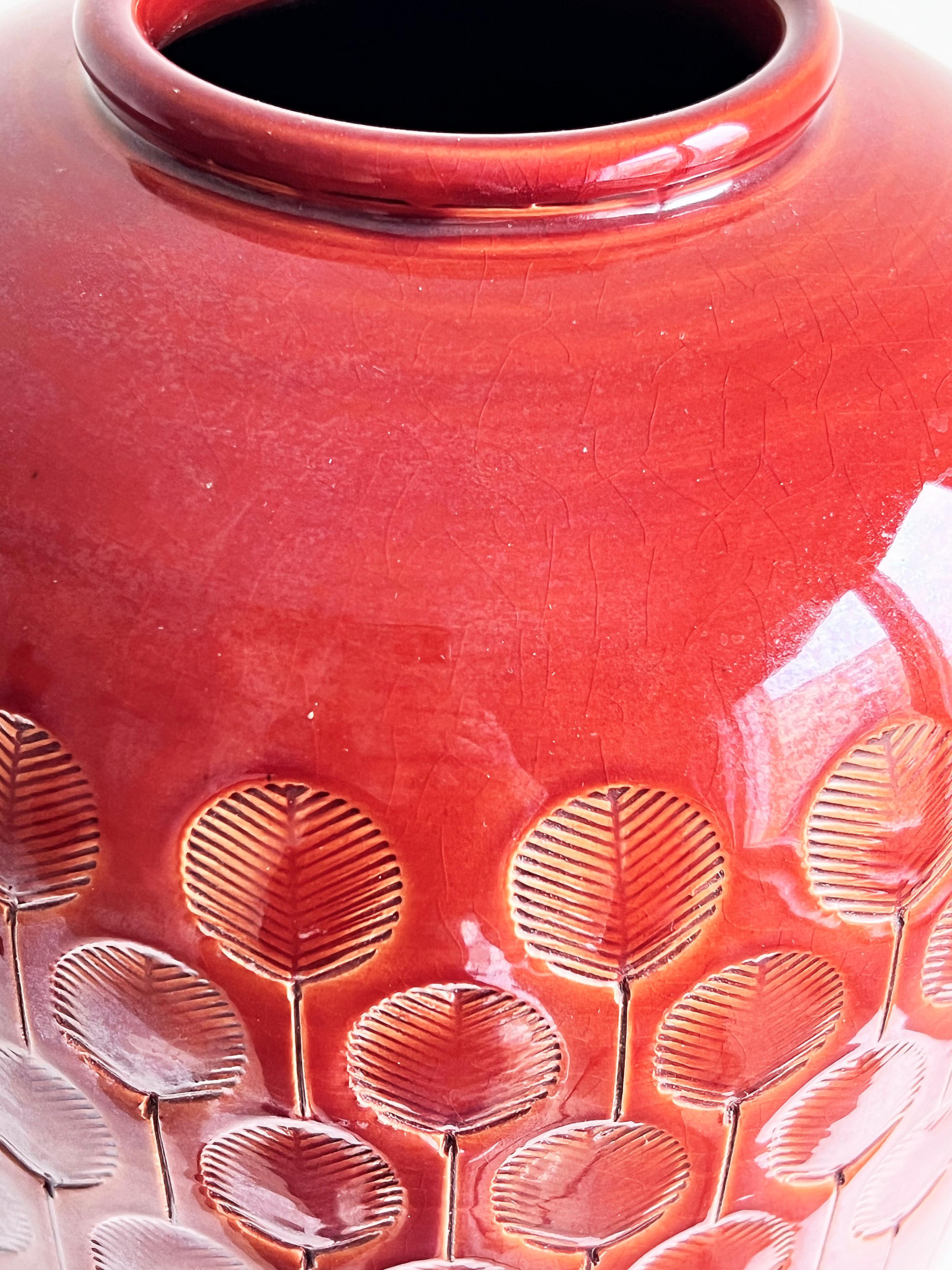 Italian Rust Red Ceramic Floor Vase by Flavia/Bitossi, 1970s For Sale 1