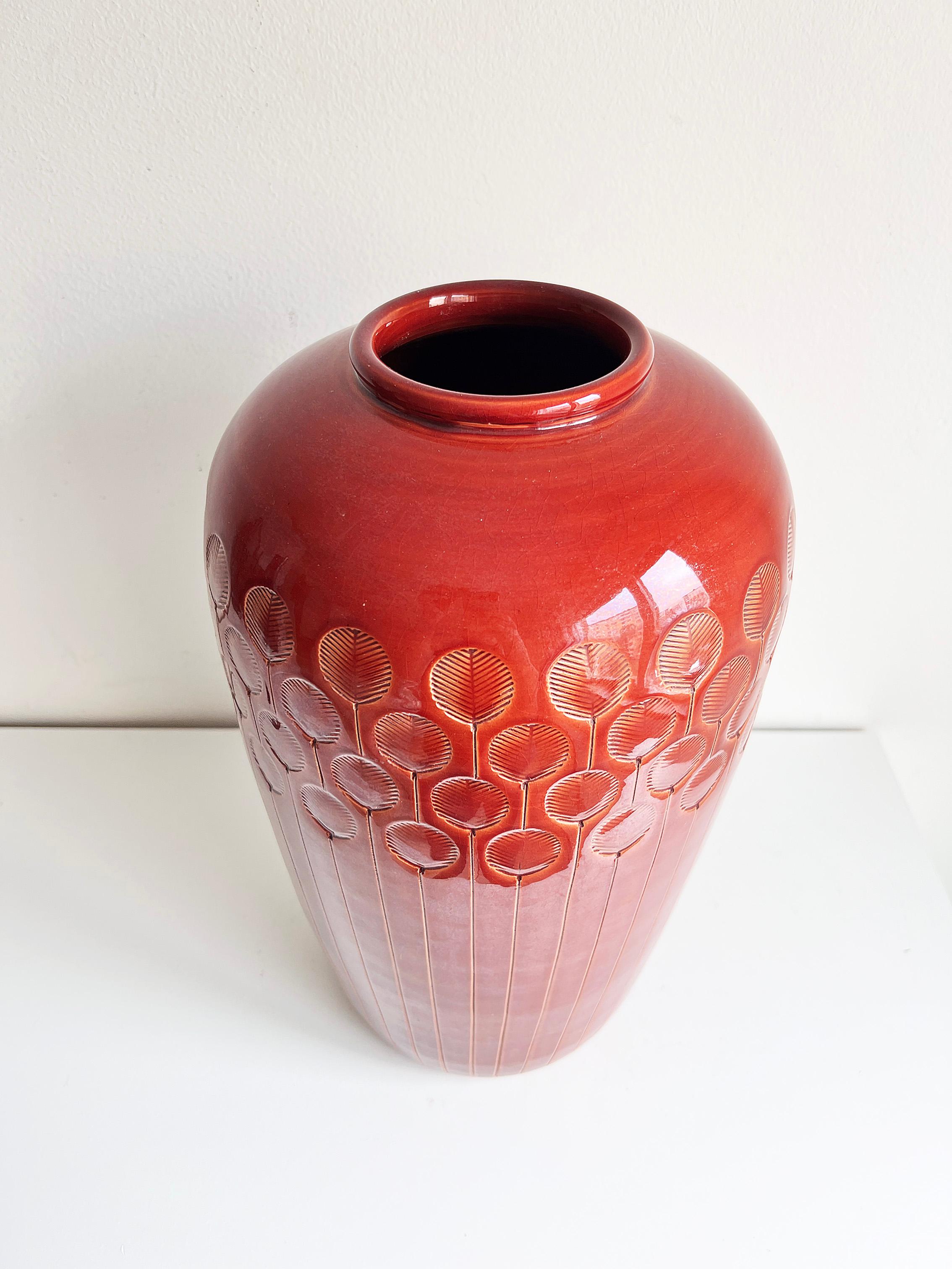 Italian Rust Red Ceramic Floor Vase by Flavia/Bitossi, 1970s For Sale 2