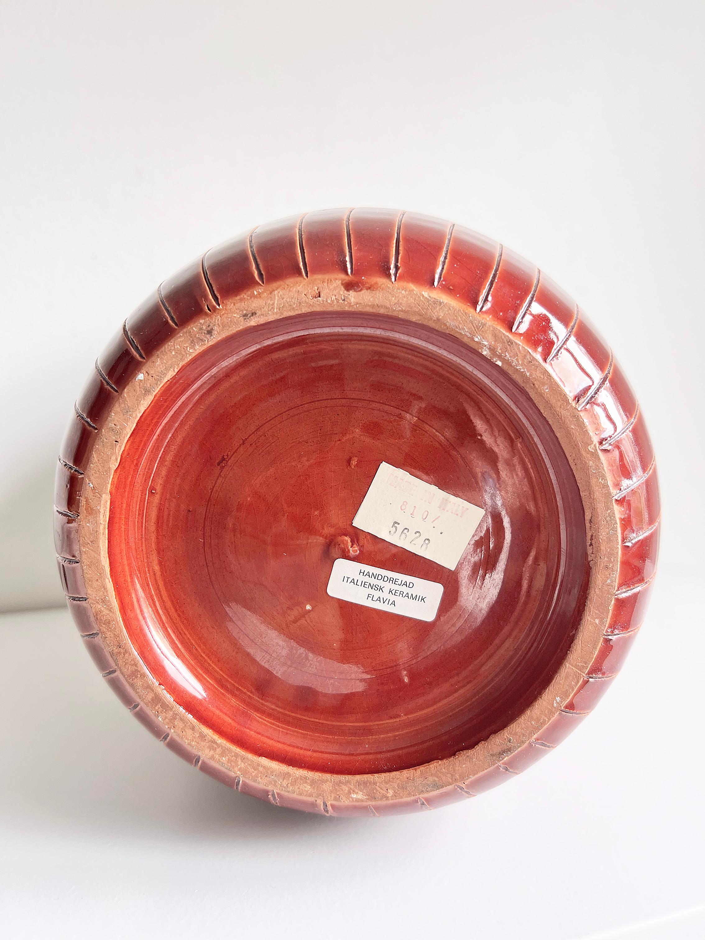 Italian Rust Red Ceramic Floor Vase by Flavia/Bitossi, 1970s For Sale 3