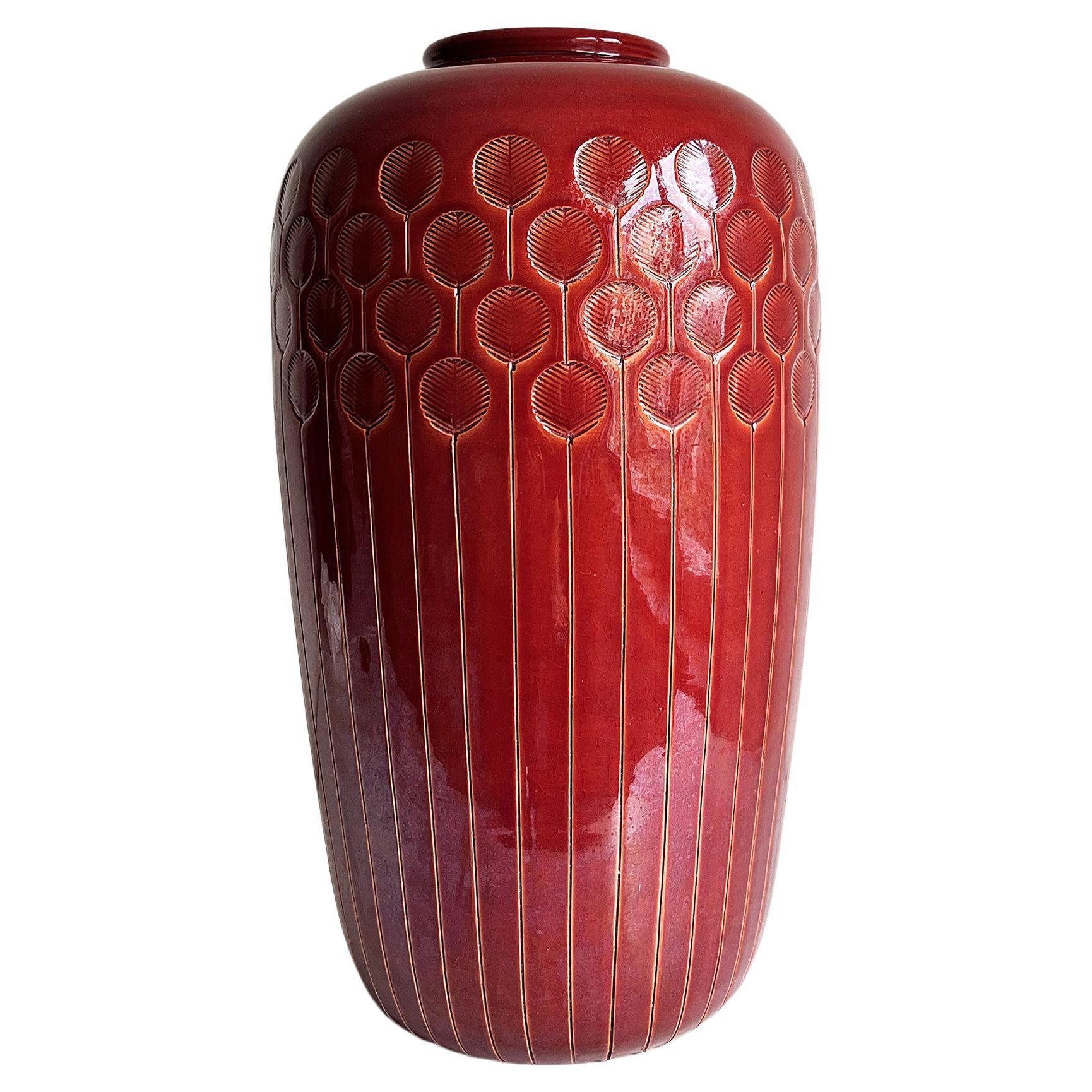 Italian Rust Red Ceramic Floor Vase by Flavia/Bitossi, 1970s For Sale