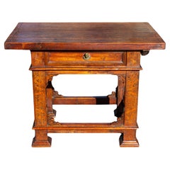 Italian Rustic Baroque Tuscan Table with Marquetry 17th Century
