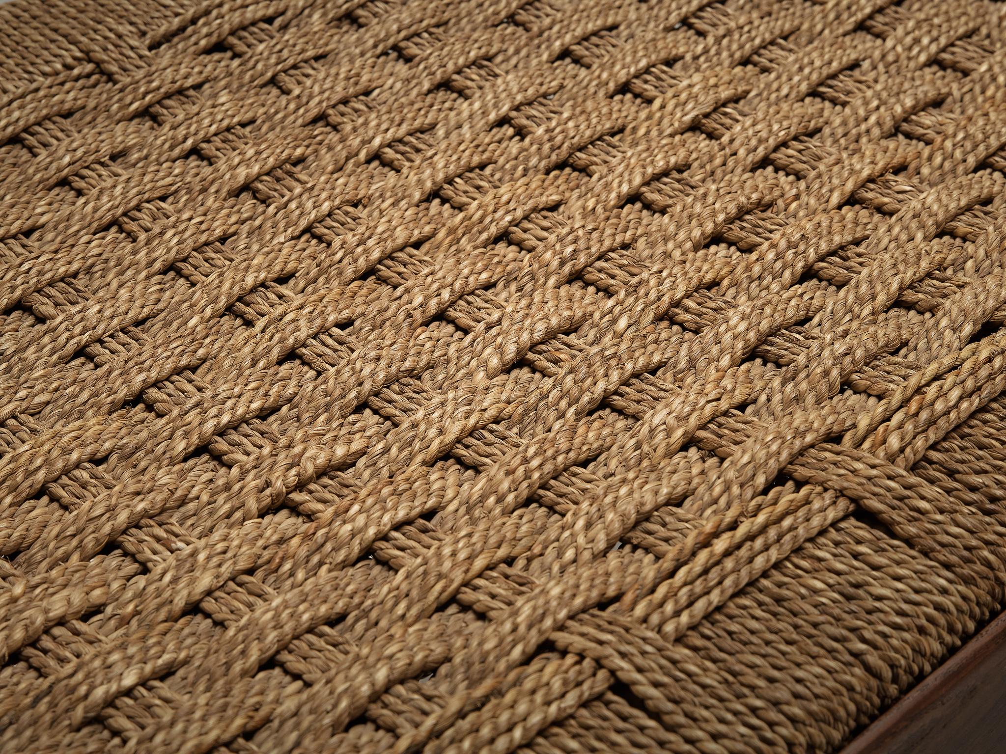 Italian Rustic Bench in Woven Straw and Chestnut 2