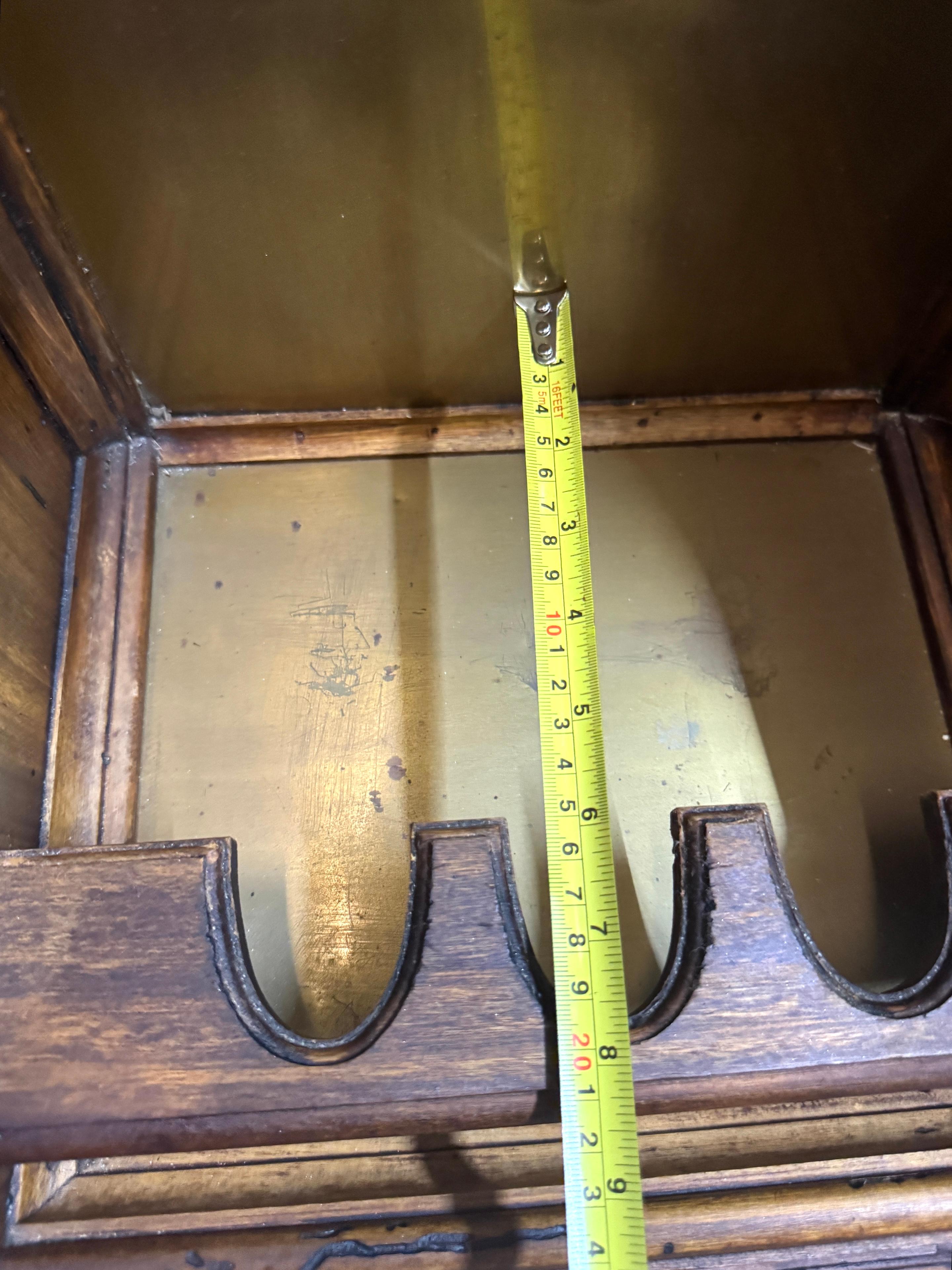 Italian Rustic Neoclassical Hanging Rifle Cabinet Fruitwood and Brass, C. 1950s For Sale 7