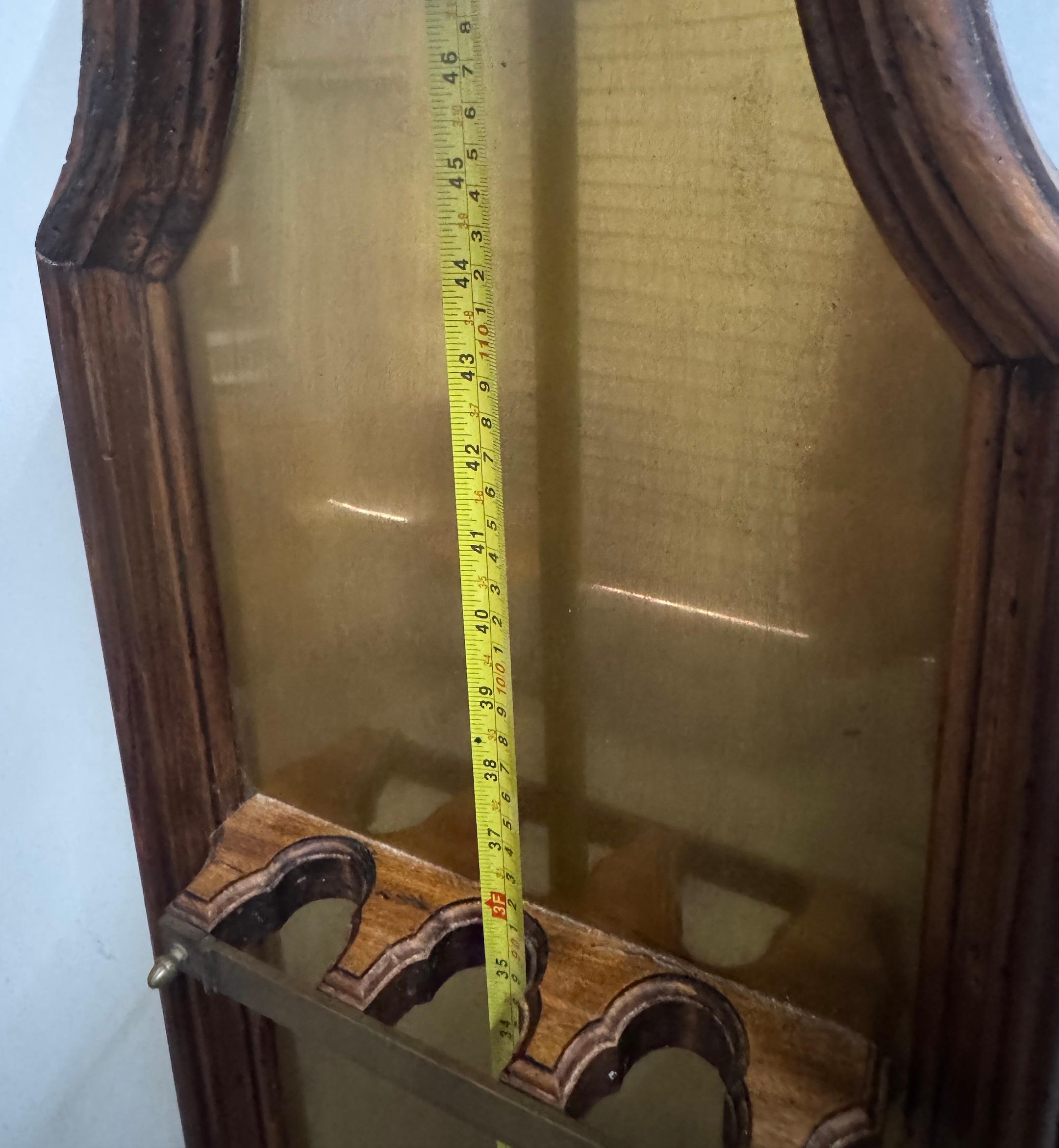 Italian Rustic Neoclassical Hanging Rifle Cabinet Fruitwood and Brass, C. 1950s For Sale 9