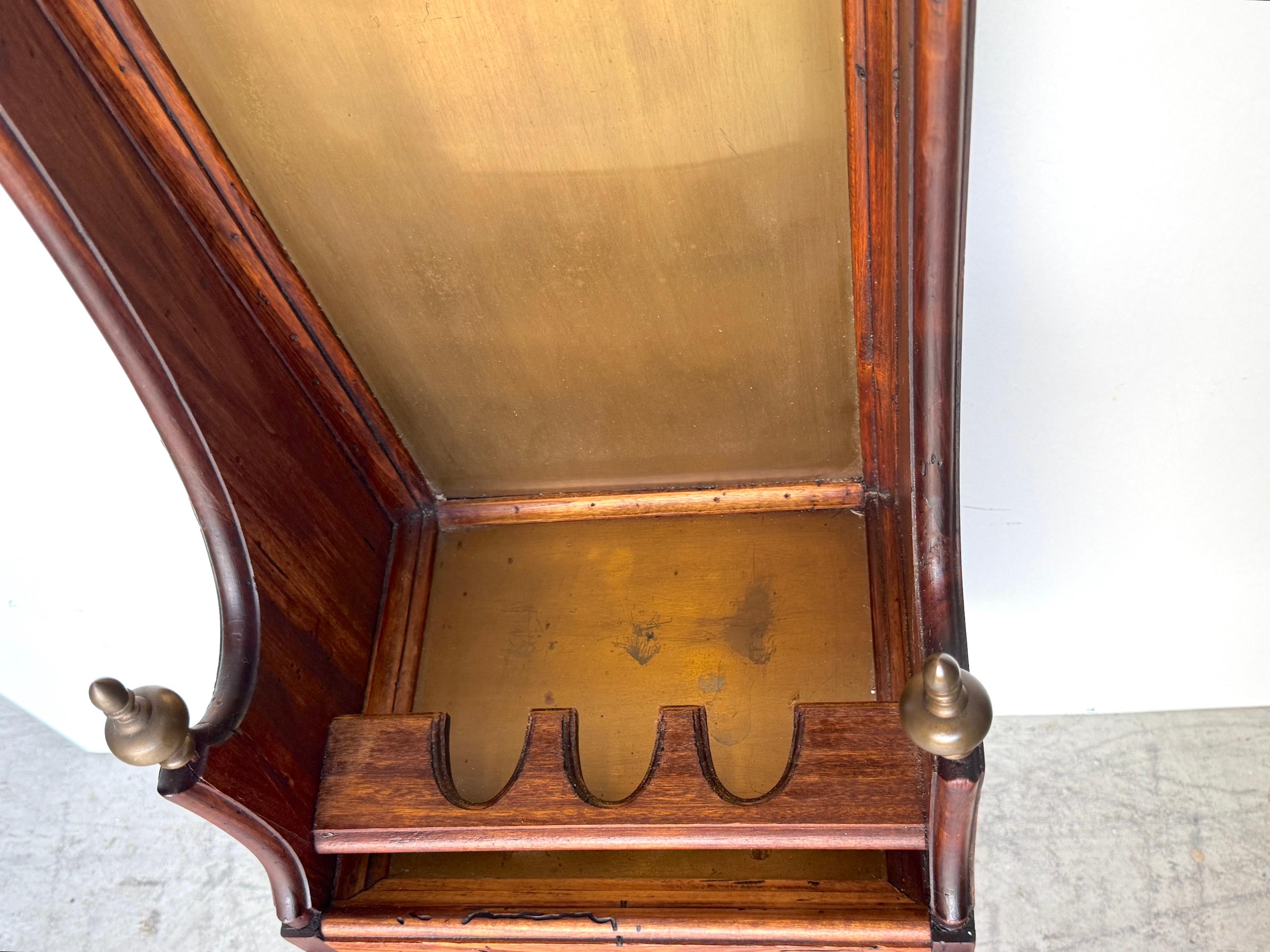 Italian Rustic Neoclassical Hanging Rifle Cabinet Fruitwood and Brass, C. 1950s For Sale 2