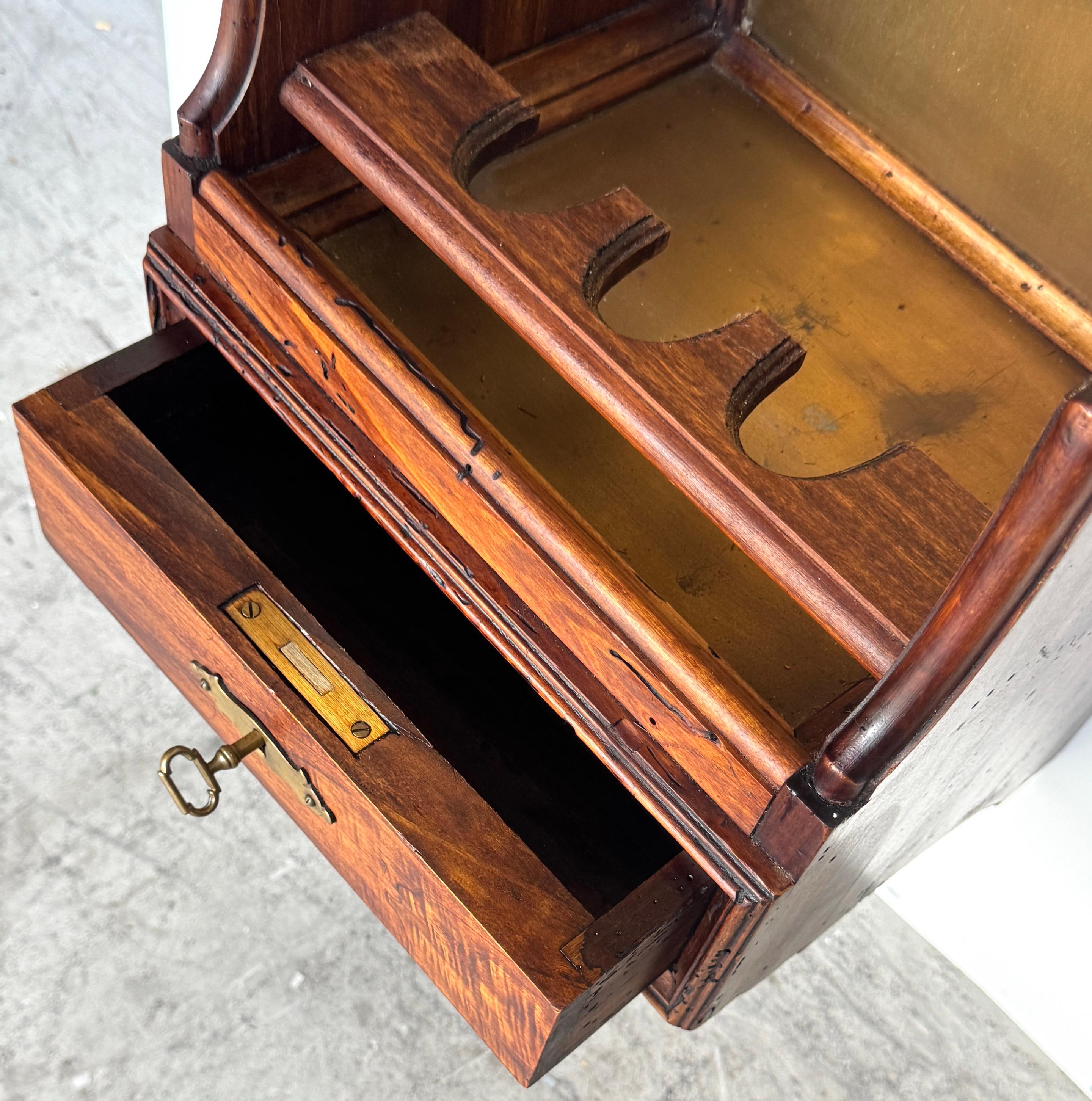 Italian Rustic Neoclassical Hanging Rifle Cabinet Fruitwood and Brass, C. 1950s For Sale 3