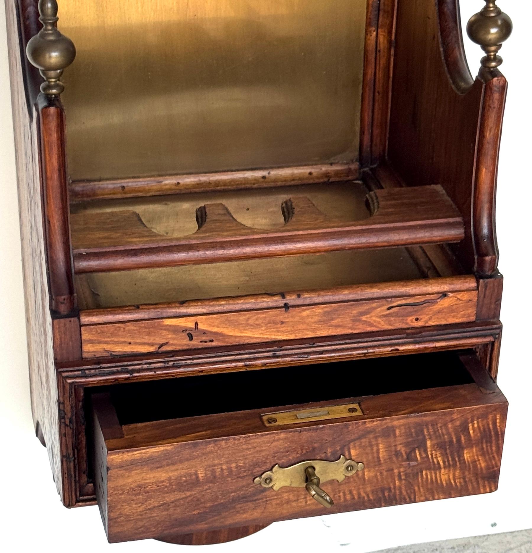 Italian Rustic Neoclassical Hanging Rifle Cabinet Fruitwood and Brass, C. 1950s For Sale 4