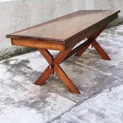Italian Rustic Oak Cross-Legged Dining Table, 1950s