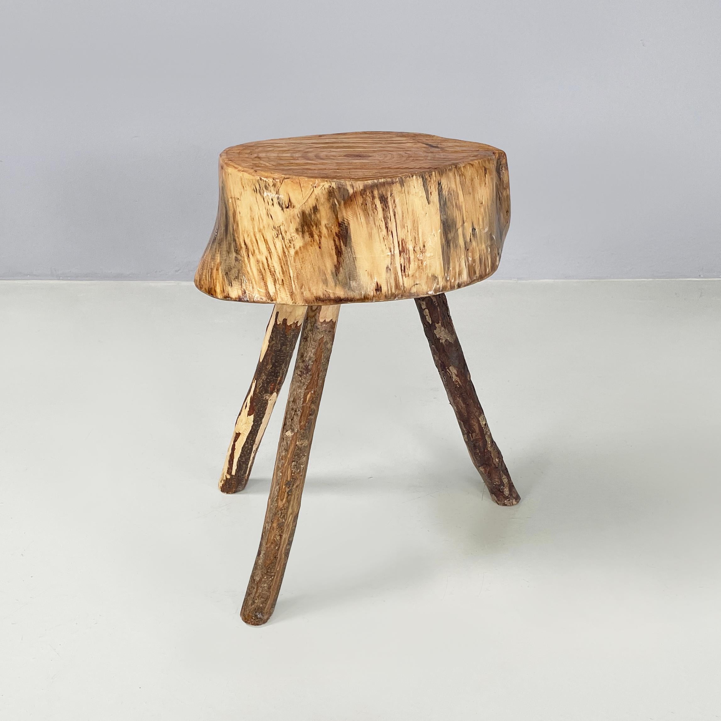 Contemporary Italian Rustic table stools with different heights in wood, 2000s For Sale